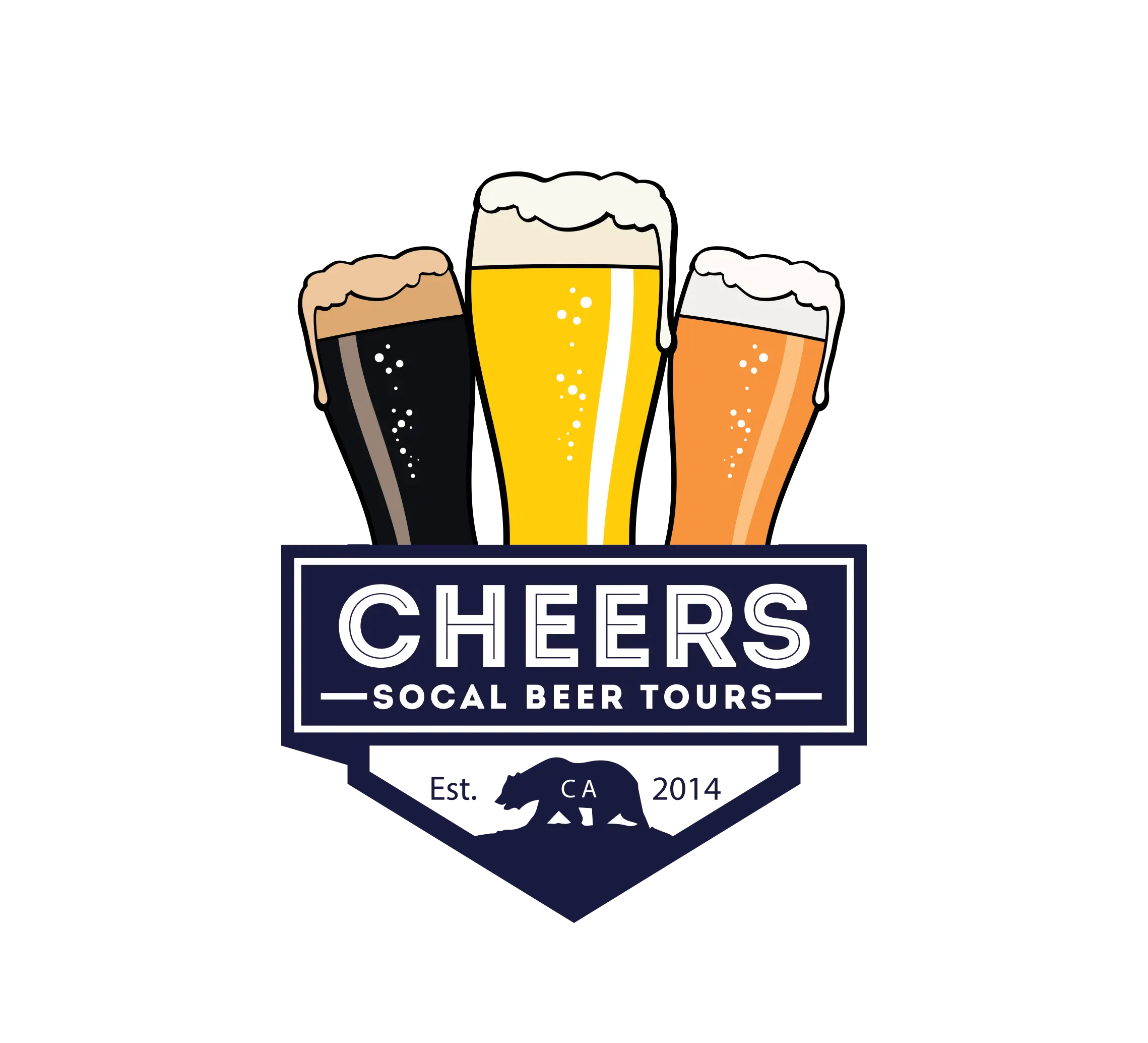 Beer Glasses with Cheers SoCal Beer Tours Logo