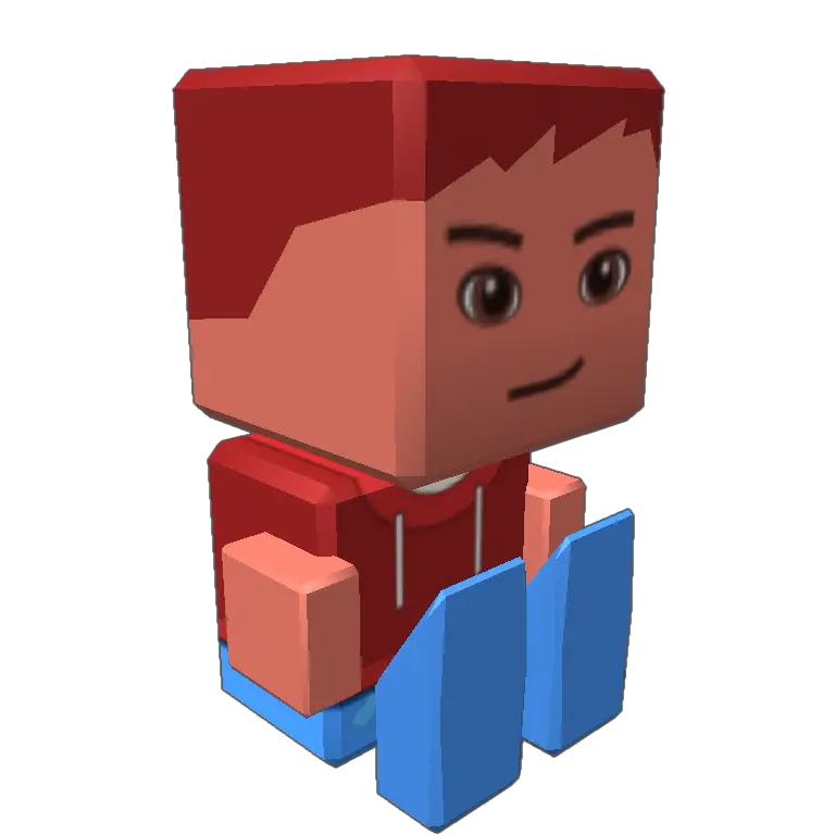 Blocky Cartoon Character Sitting Down