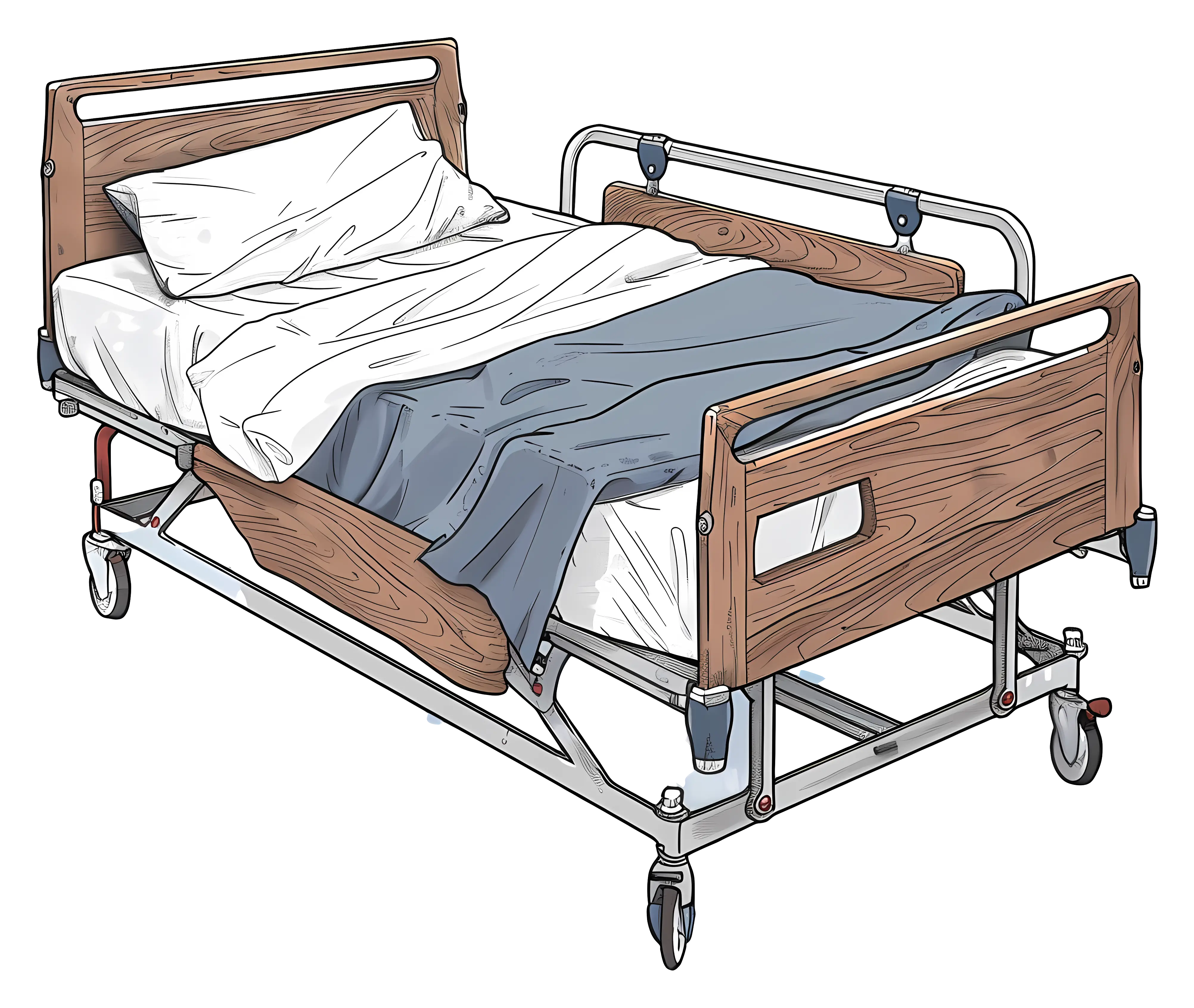 Hospital Bed with White Pillow and Blanket
