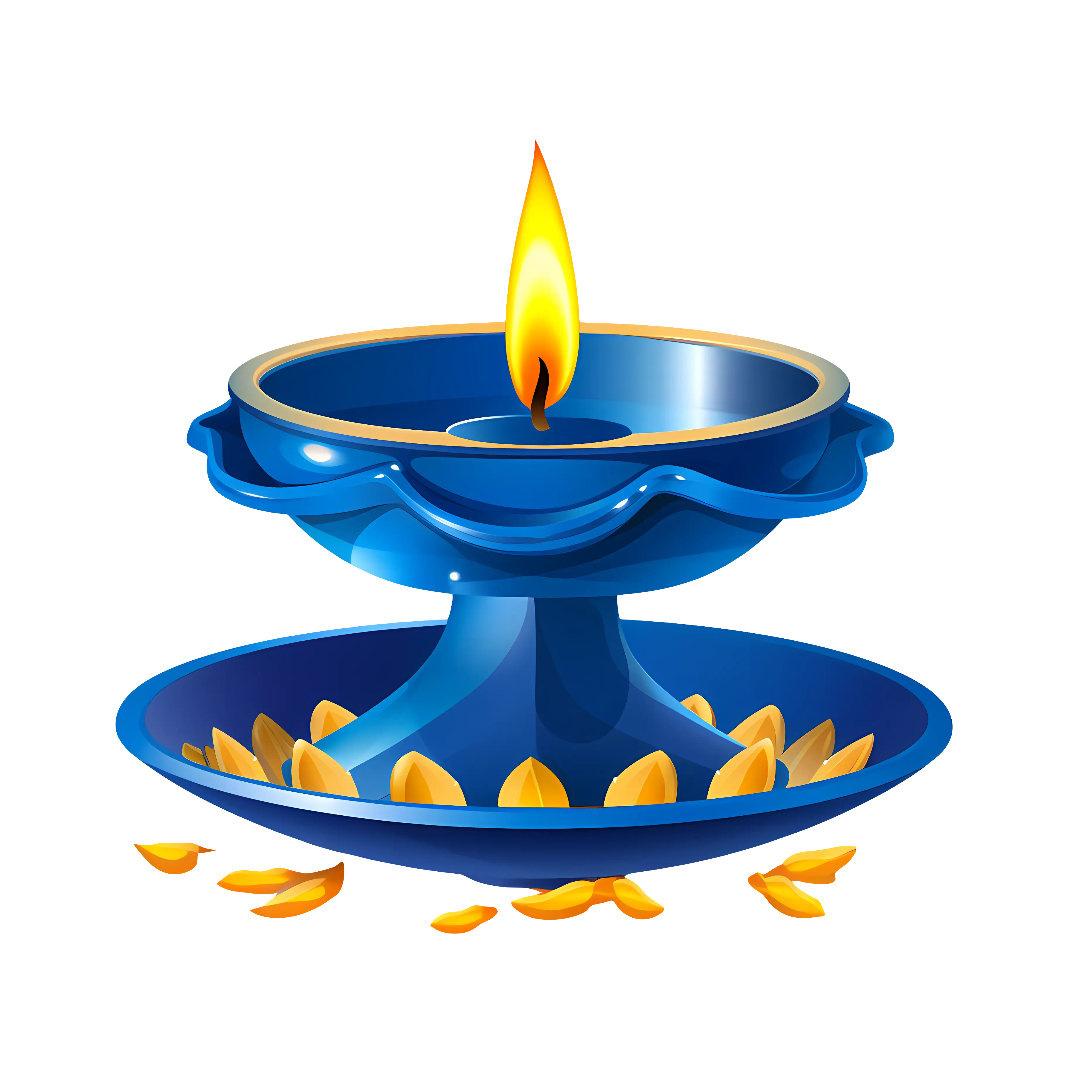 Blue Diya with Flame