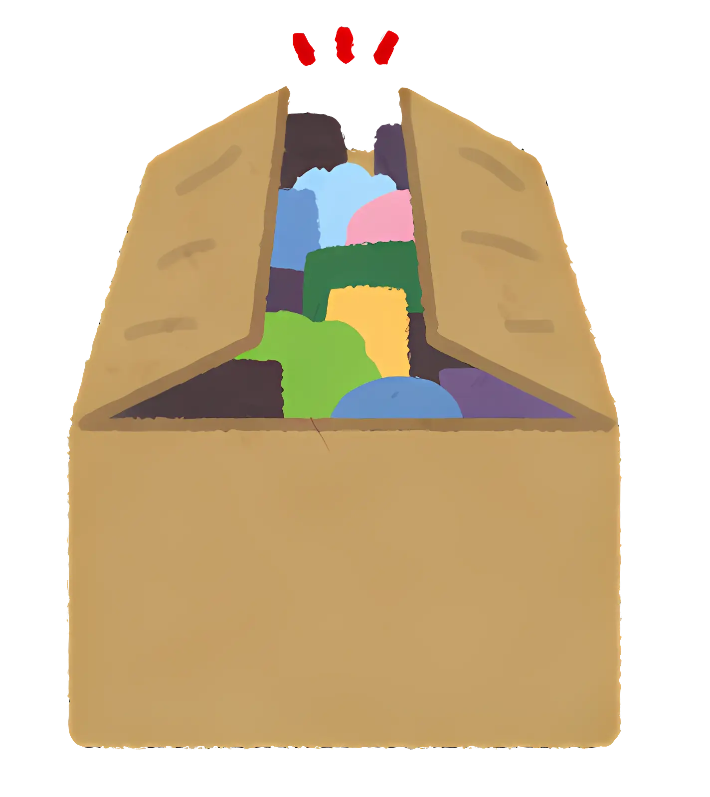 Cardboard Box Filled with Items