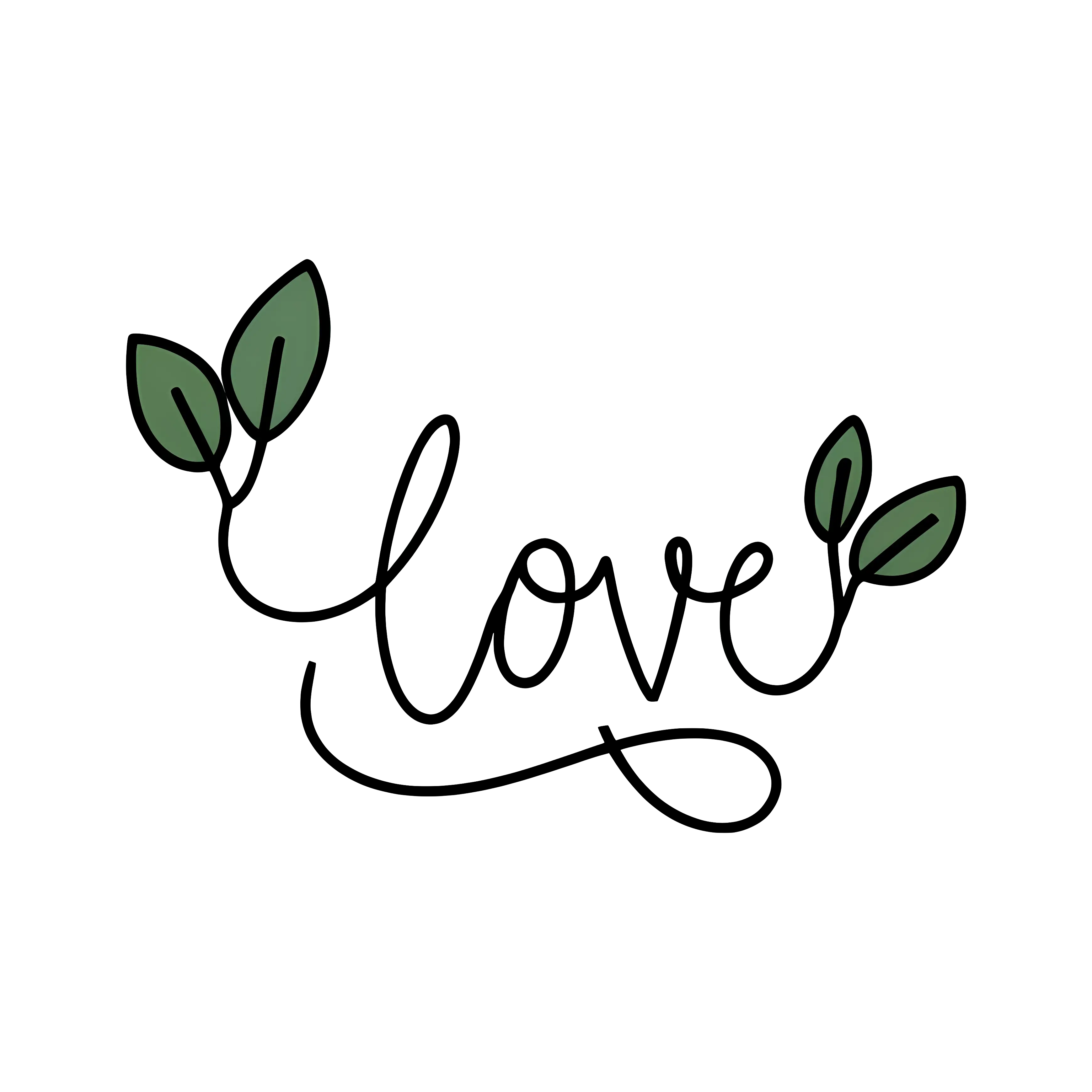 Love Word with Leaves