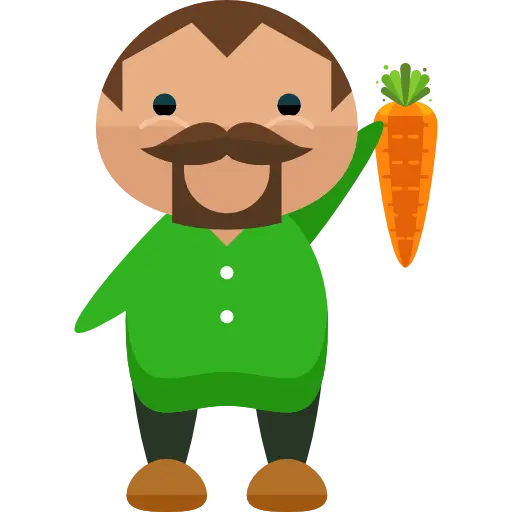 Cartoon Farmer Holding a Carrot