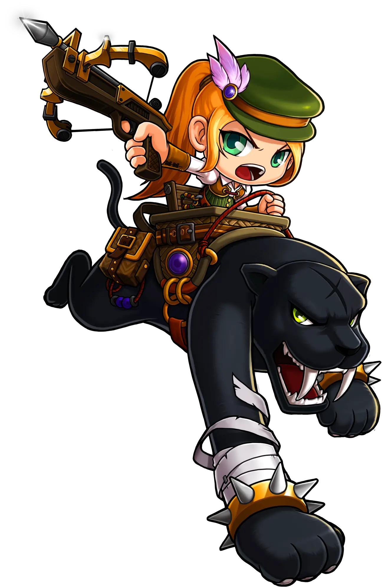 Adventurous Character Riding a Panther