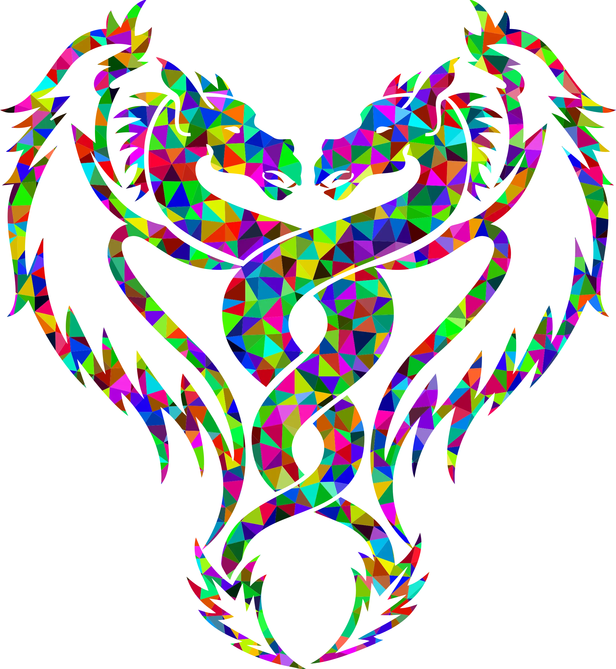 Colorful Geometric Dragon Symbol
