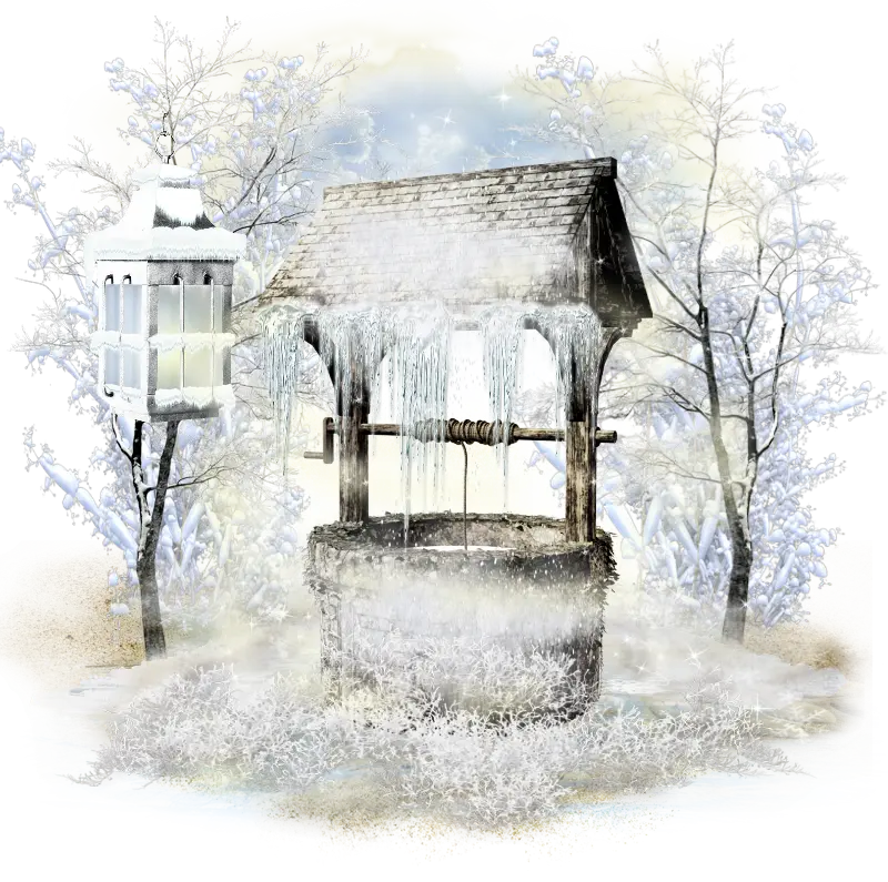 Frozen Well in Winter Scene