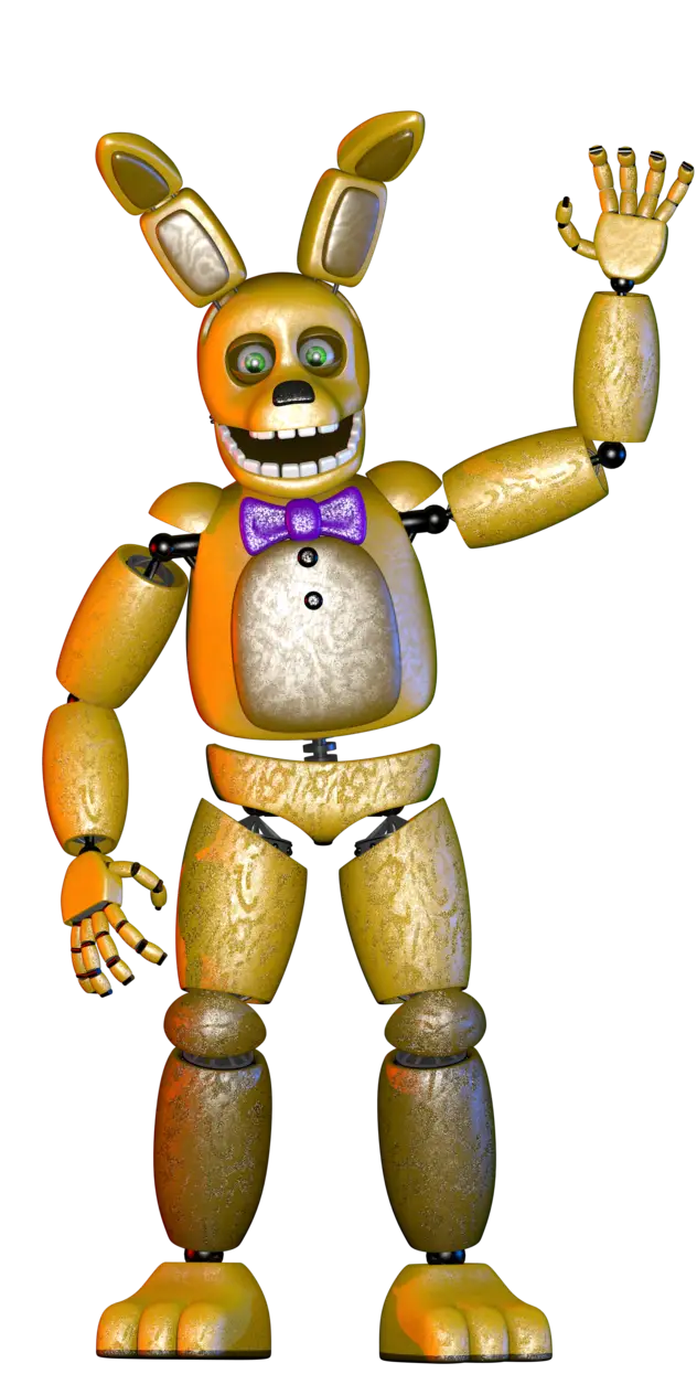 Golden Robot Bunny Character Waving Hand