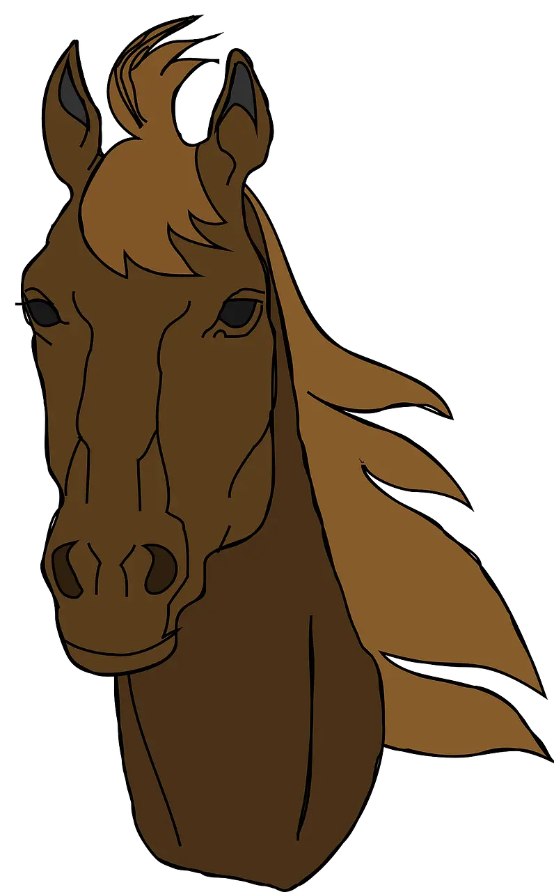 Brown Horse Illustration with Flowing Mane