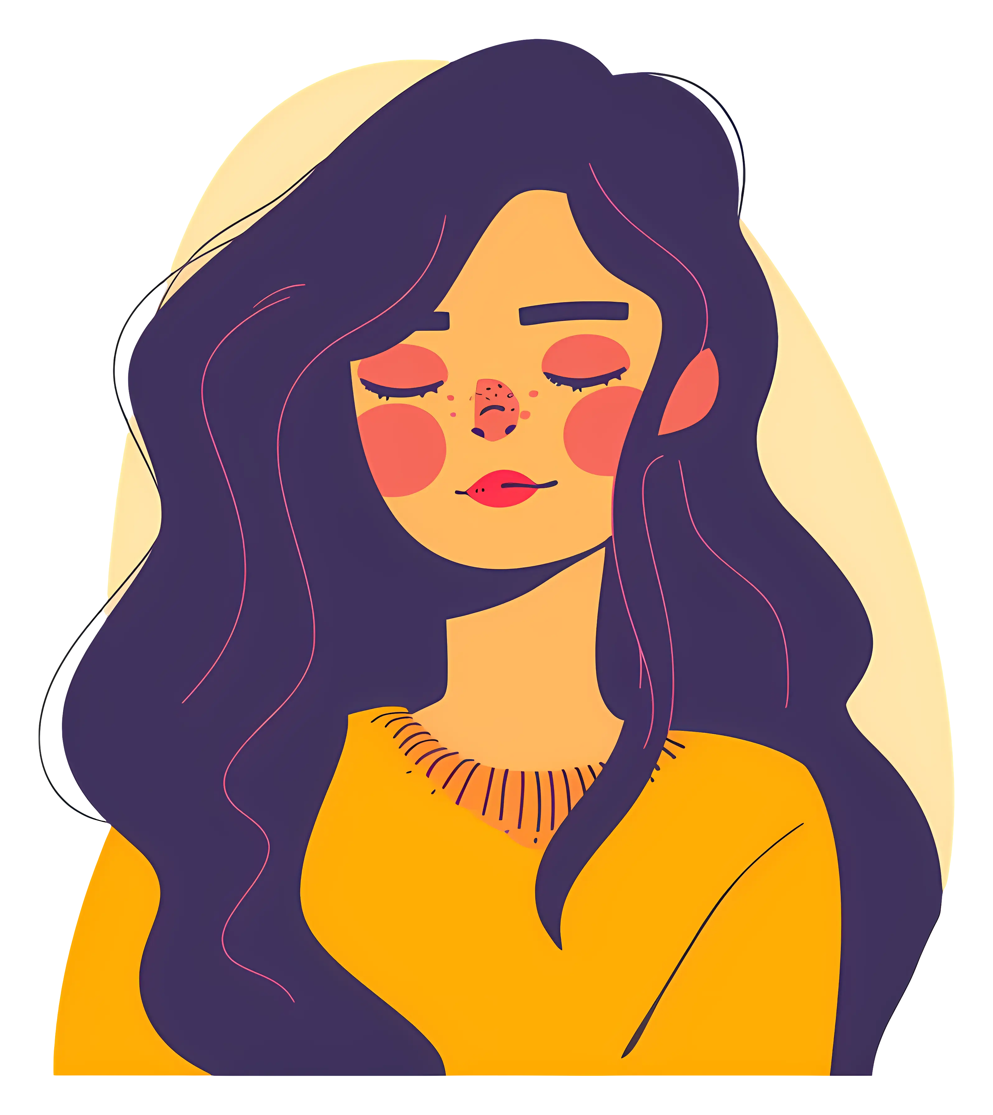 Stylized Girl with Long Hair Illustration