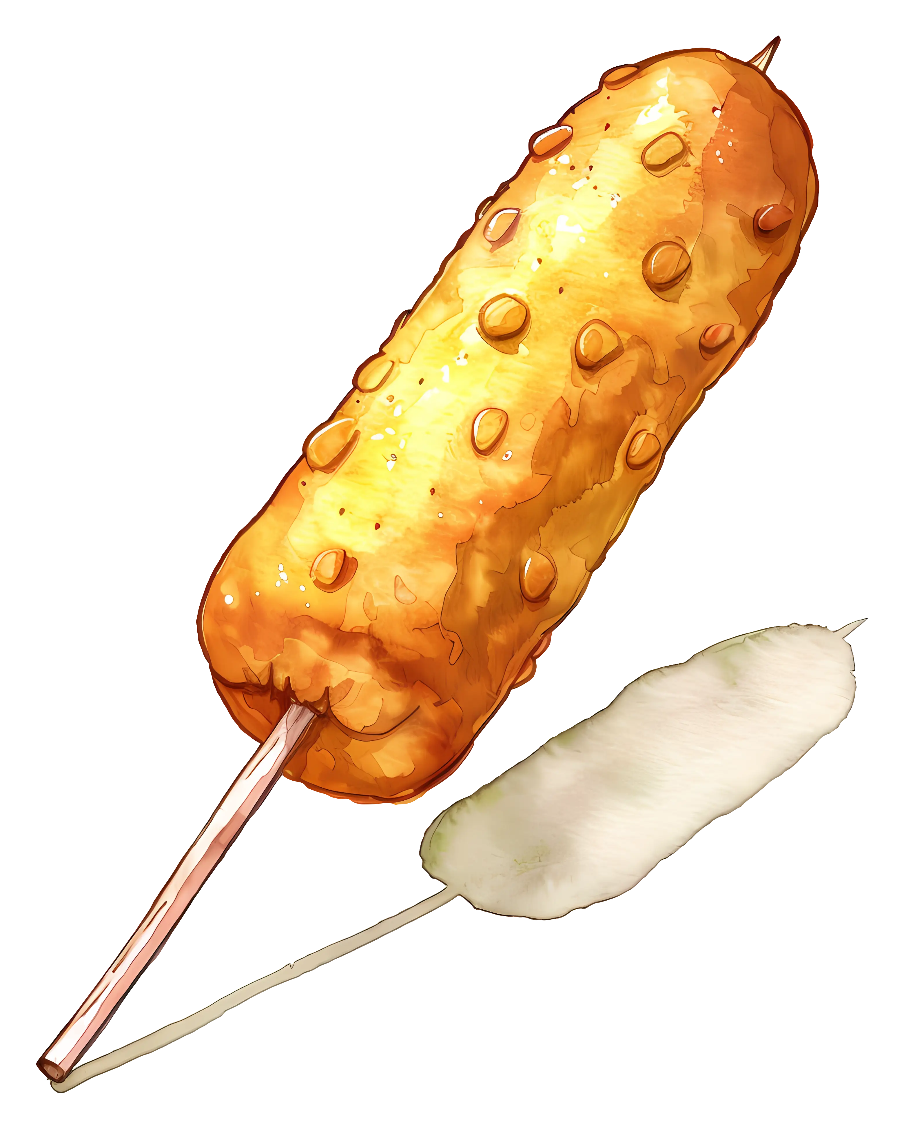Corn Dog Illustration with Crispy Coating
