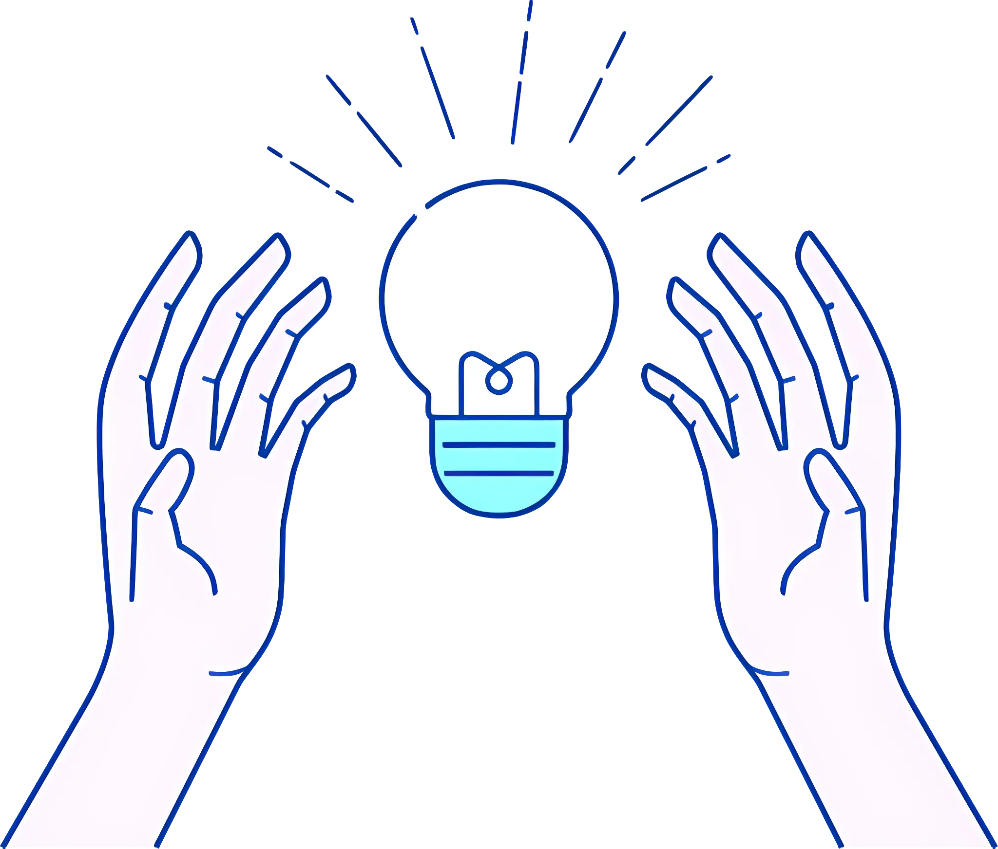 Hands Holding a Glowing Light Bulb