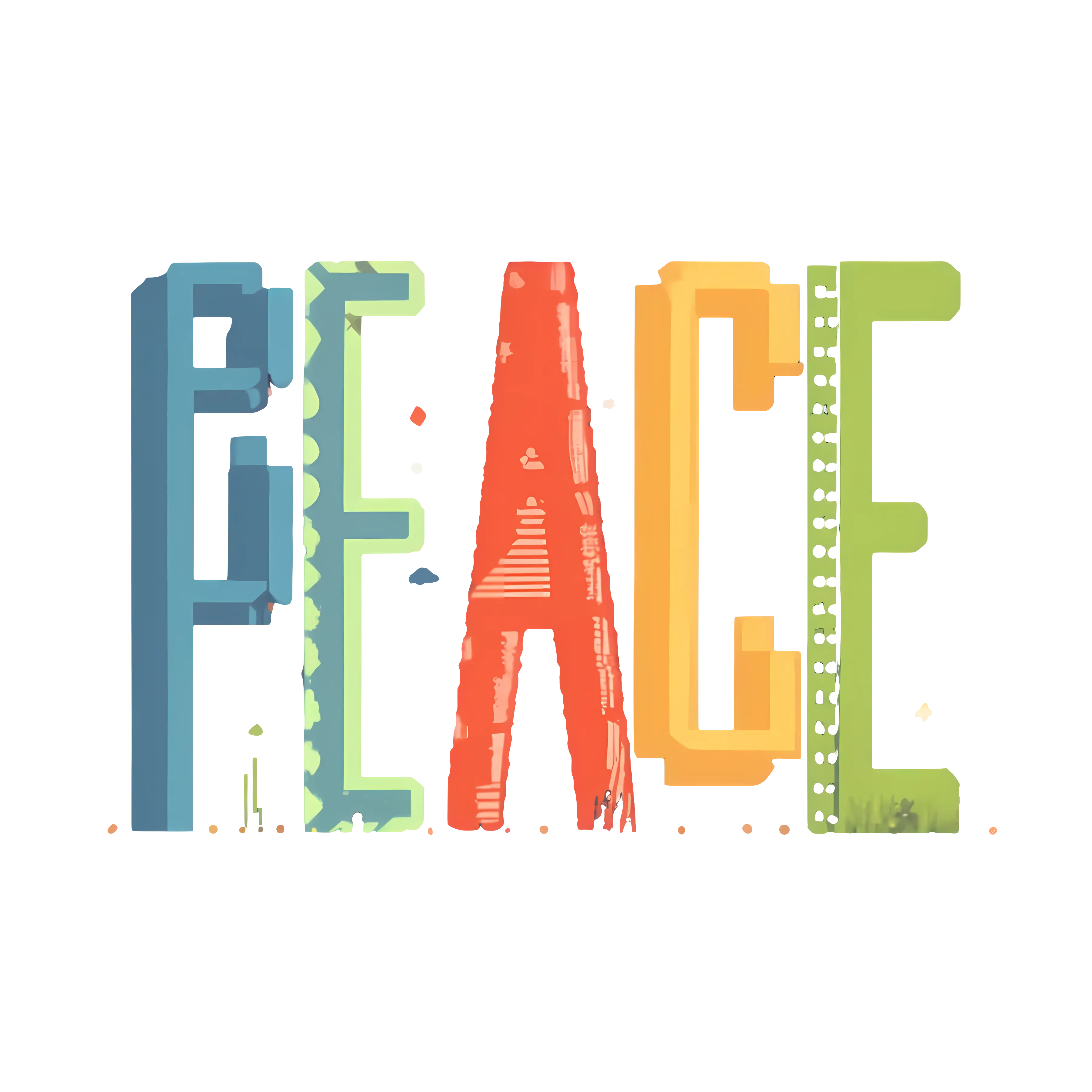 Peace Text Art in Vibrant Colors