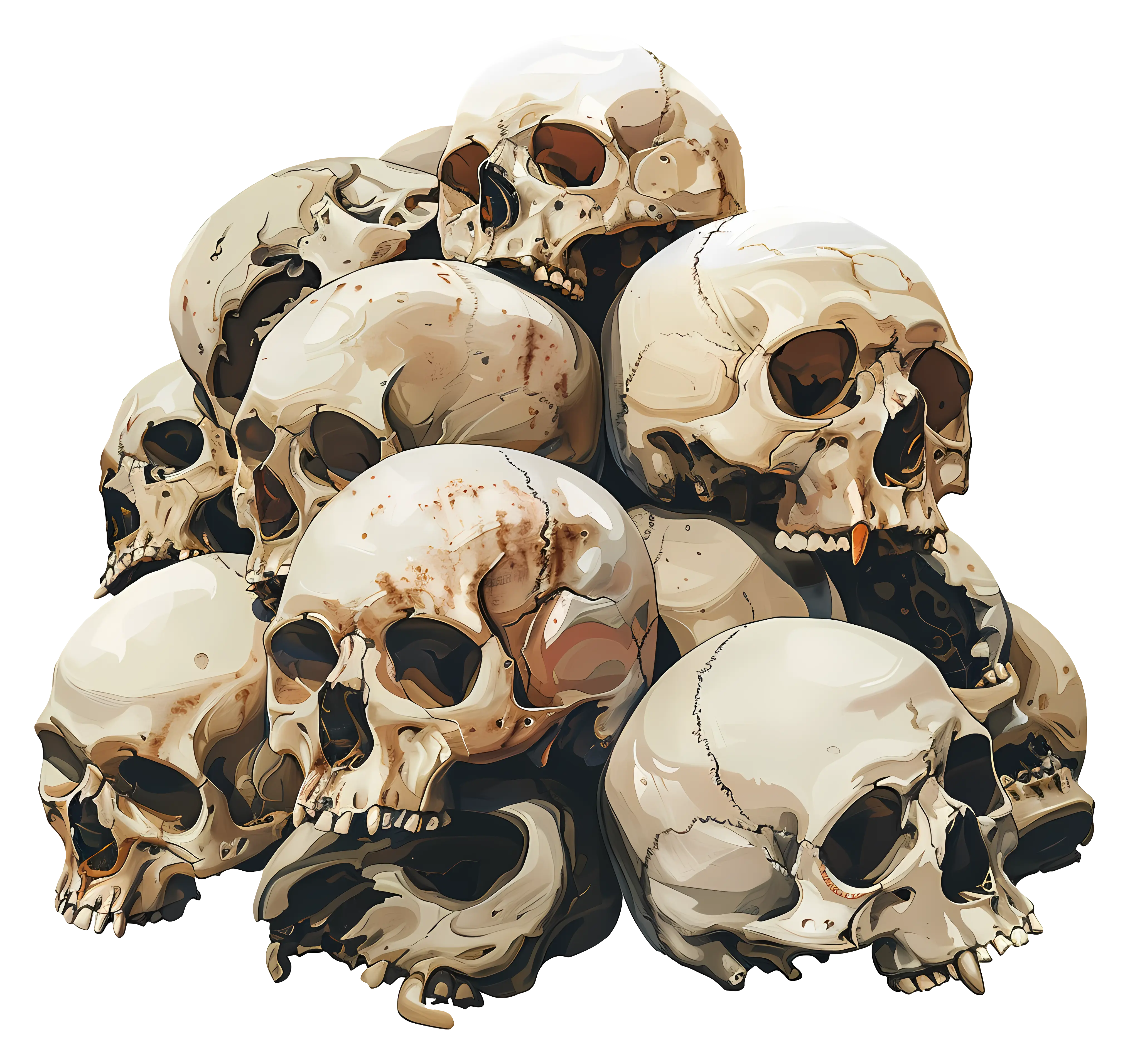 Pile of Human Skulls Artistic Depiction