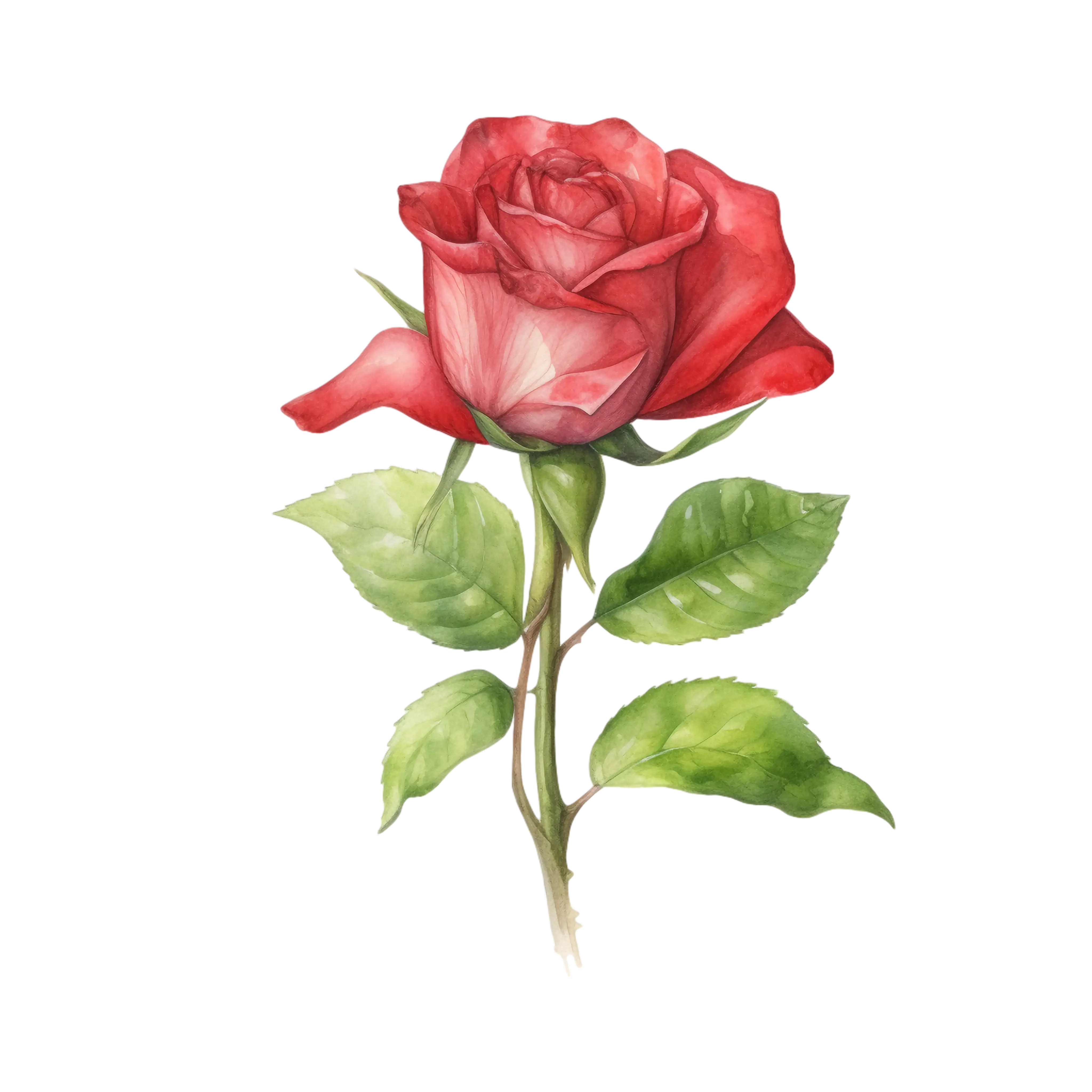 Red Rose Illustration for Romantic Themes