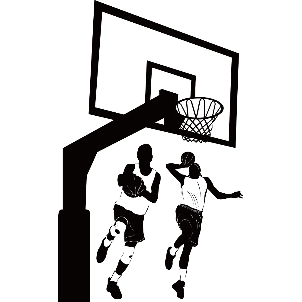 Silhouette of Basketball Players Dunking