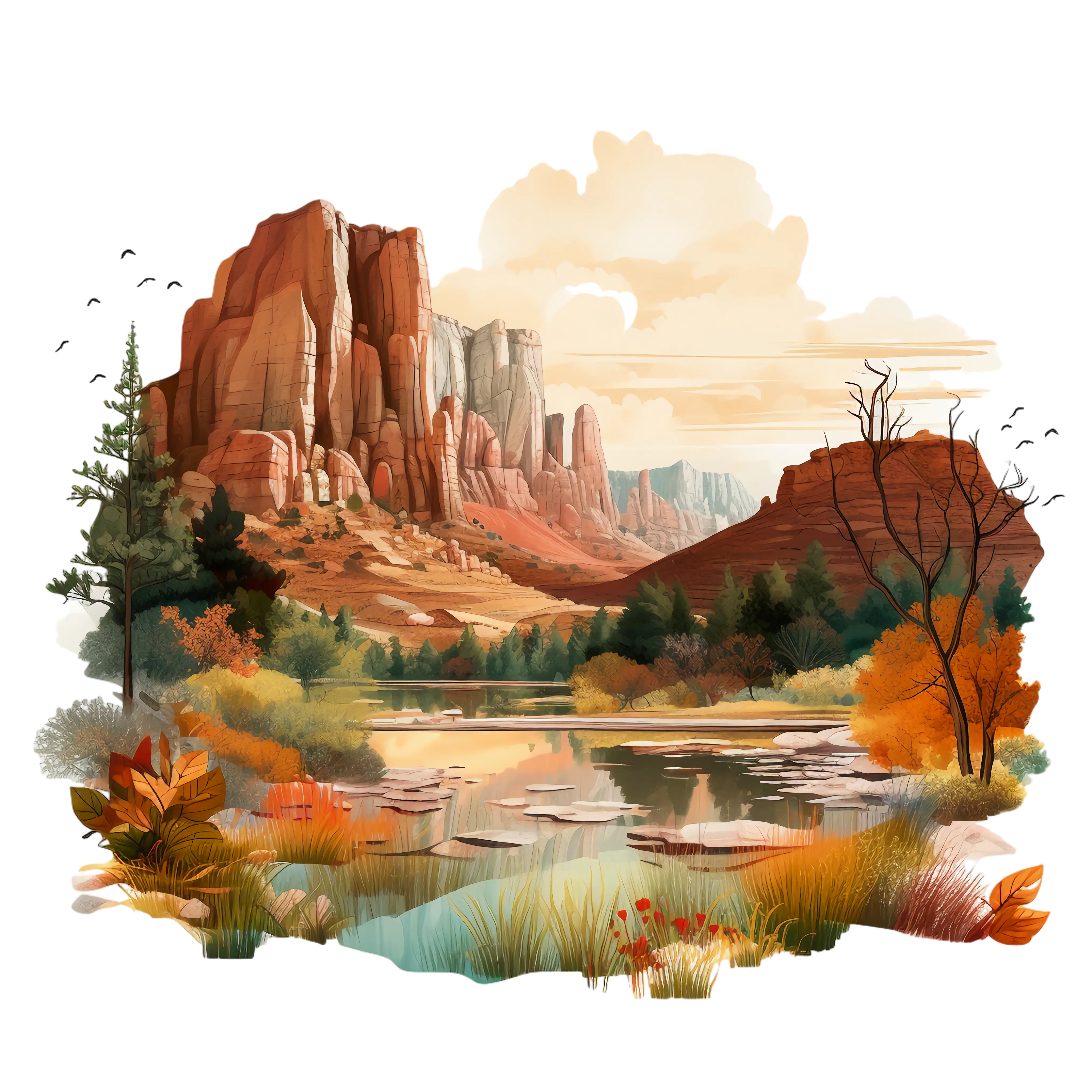 Beautiful Mountain Landscape with Lake