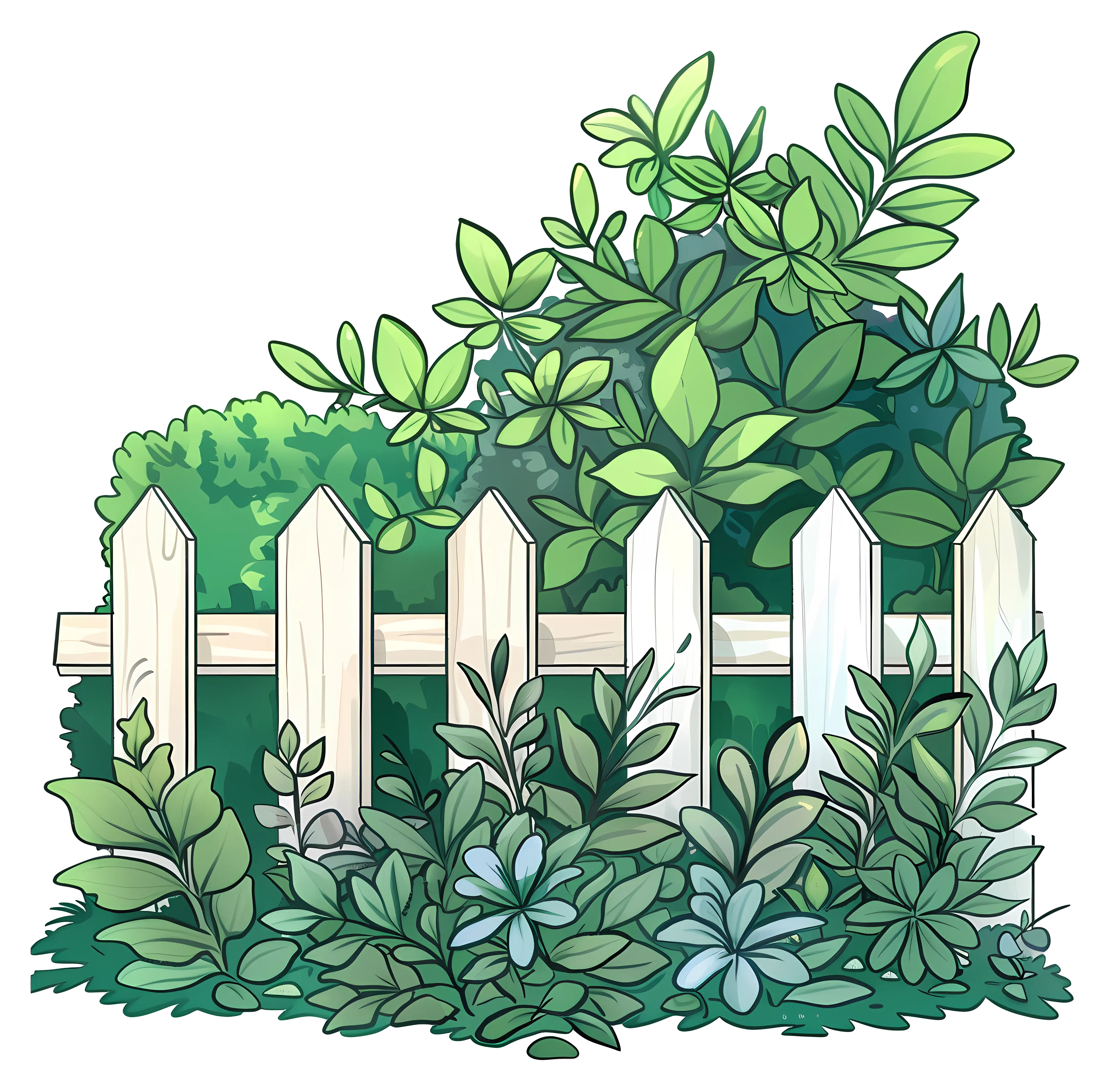 Garden Fence with Green Plants