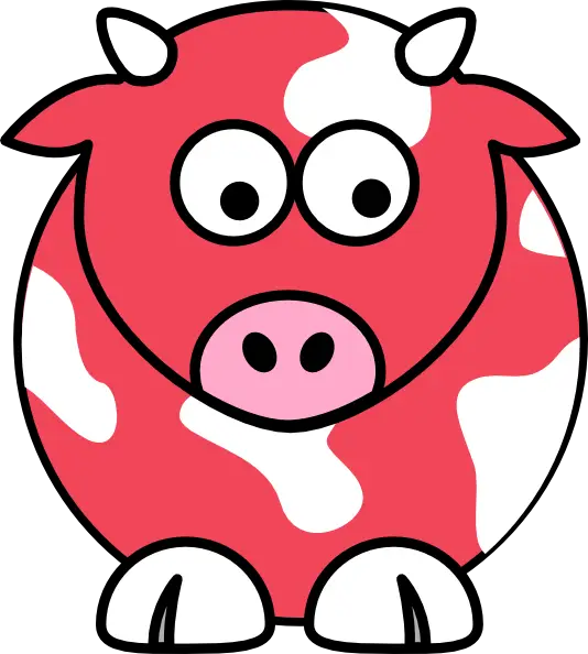 Cute Cartoon Cow with Pink Nose