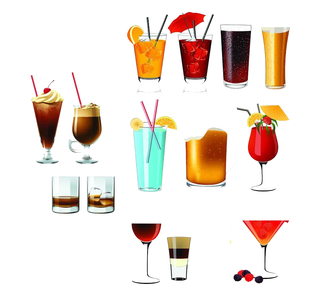 Variety of Colorful Drinks Collection