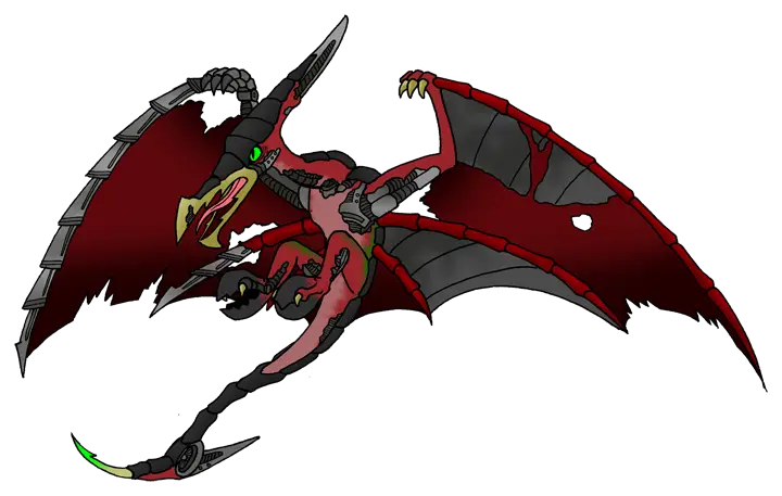 Winged Black and Red Dragon in Flight