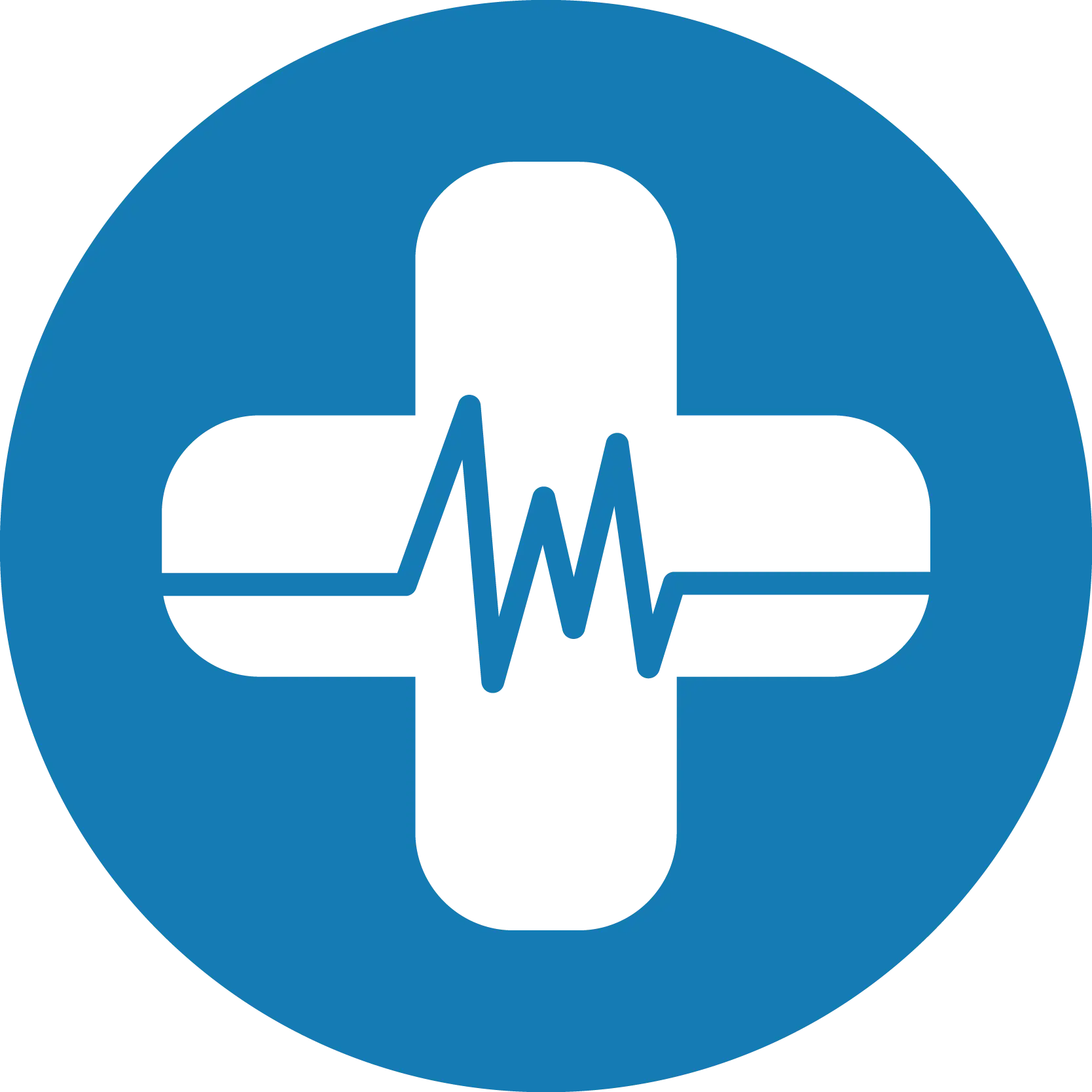 Medical Icon with Cross and Heartbeat Symbol