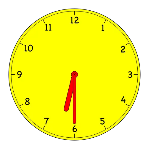 Bright Yellow Clock with Bold Red Hands