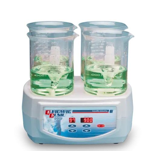 Beakers with Liquid on Machine
