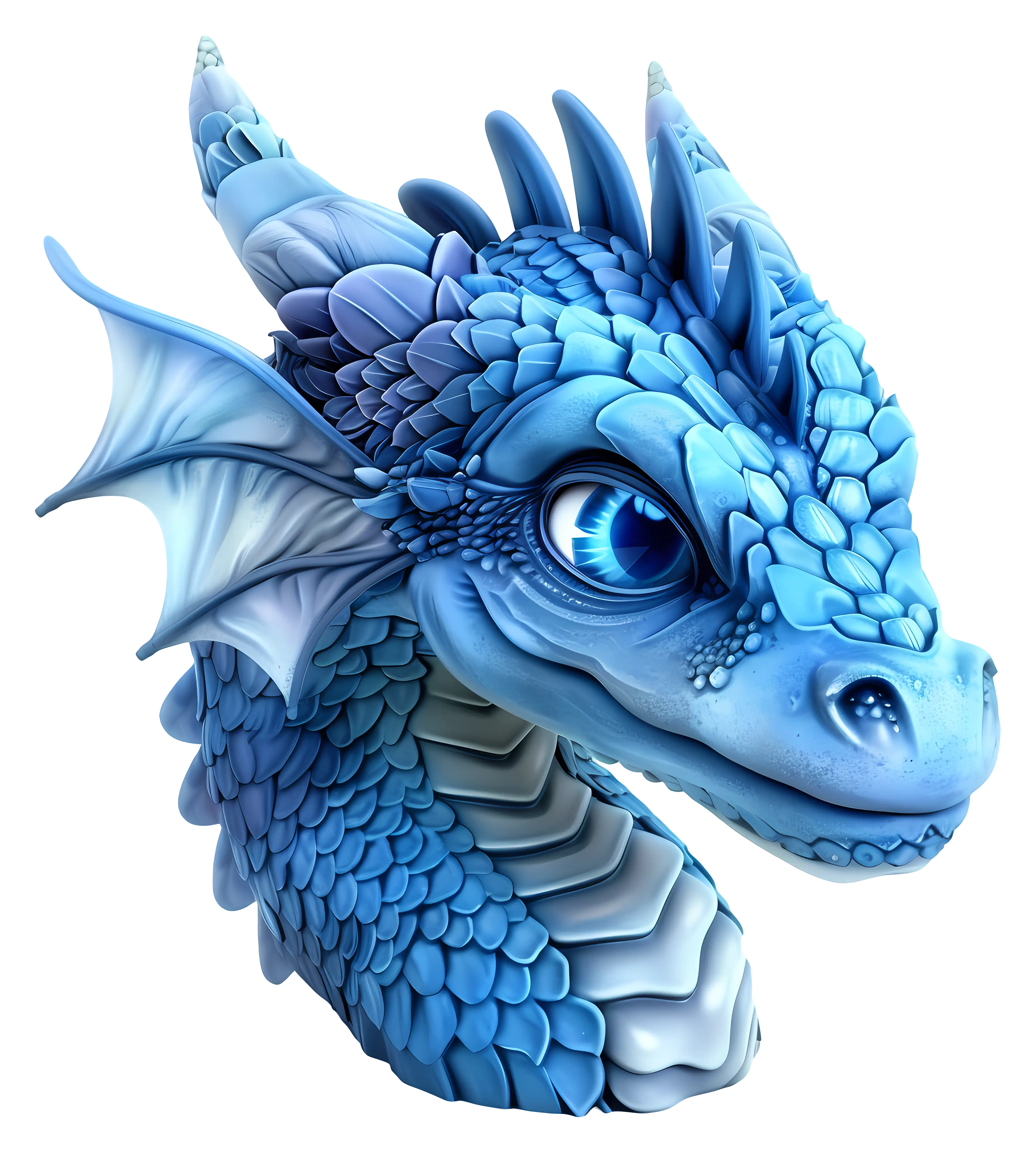 Blue Dragon Illustration with Scales