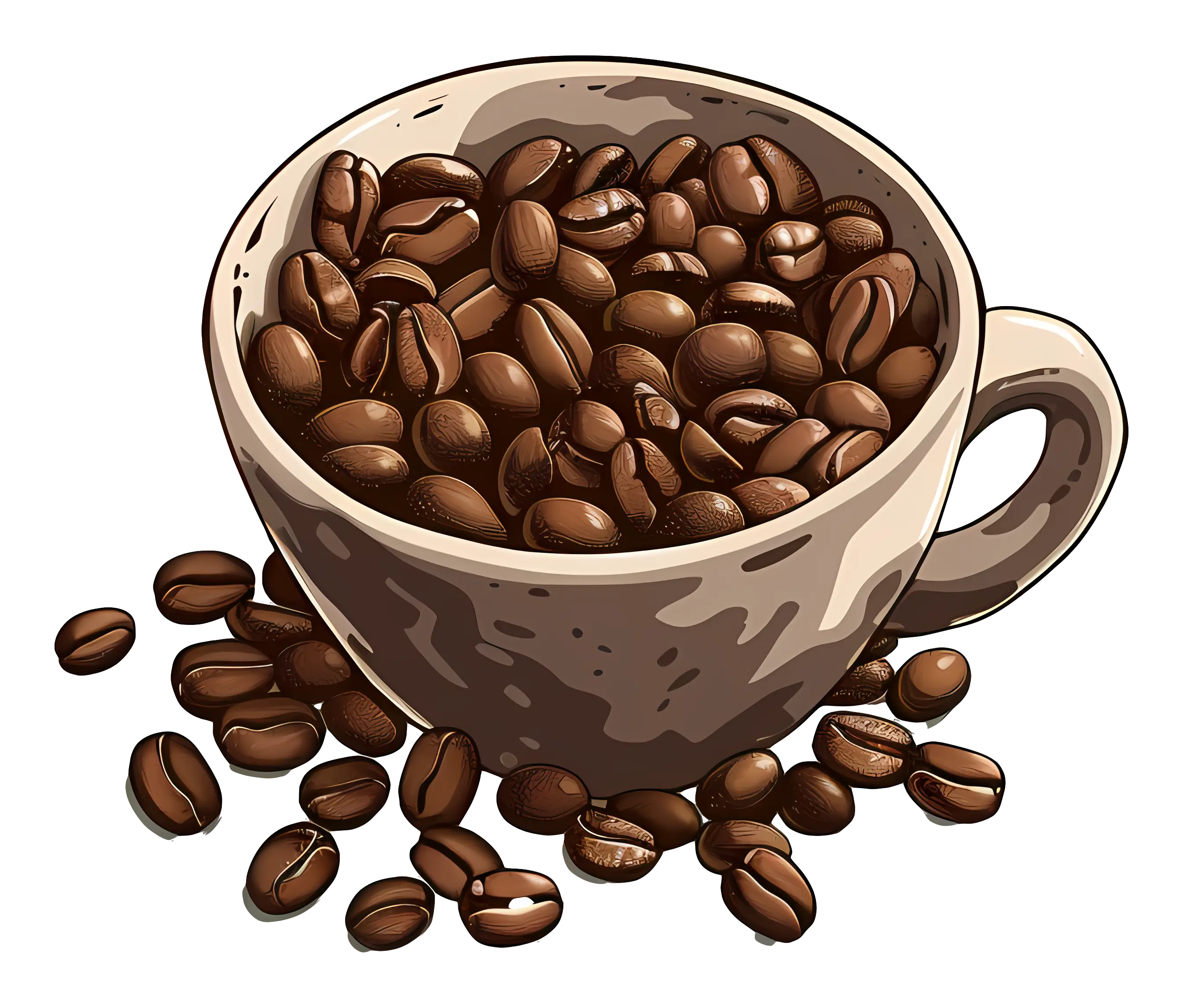 Coffee Beans in Decorative Cup Illustration