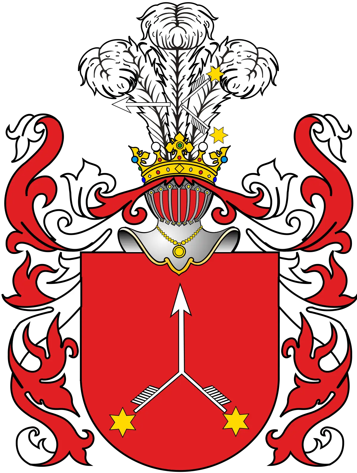 Red and White Heraldic Crest
