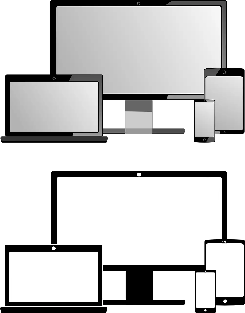 Black and White Collection of Electronic Devices
