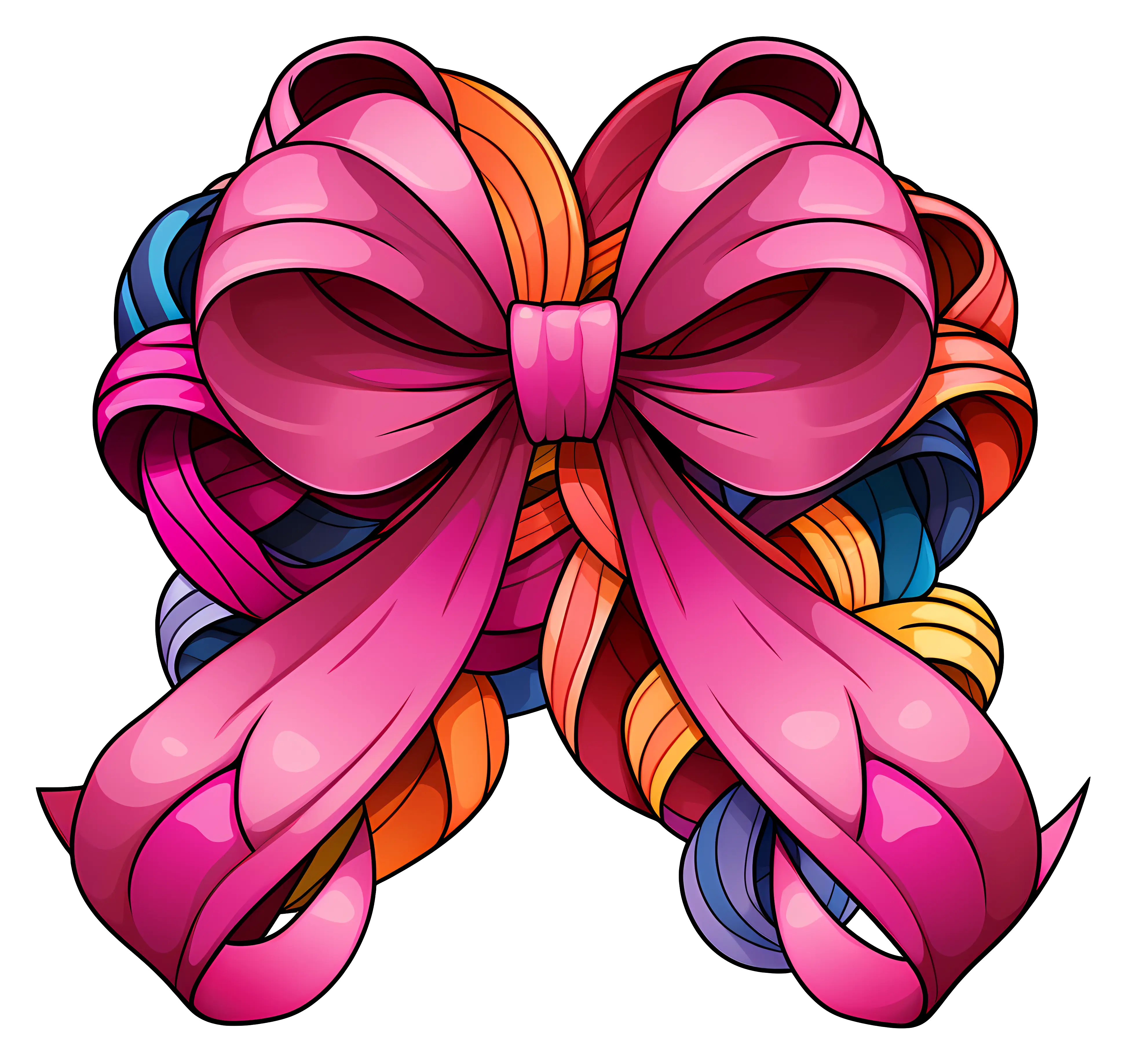 Vibrant Pink and Colorful Ribbon Bow Decoration