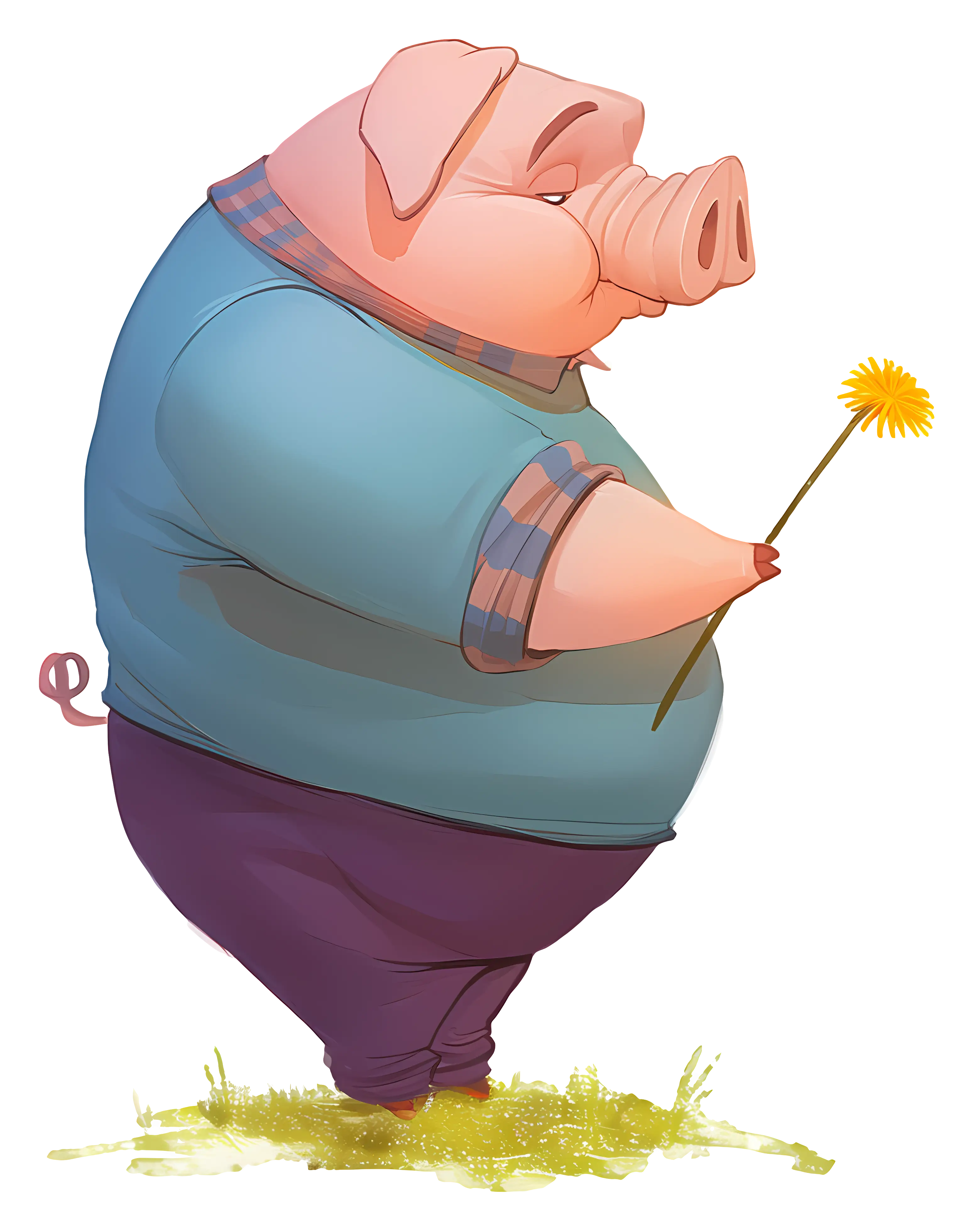 Pig Holding a Flower