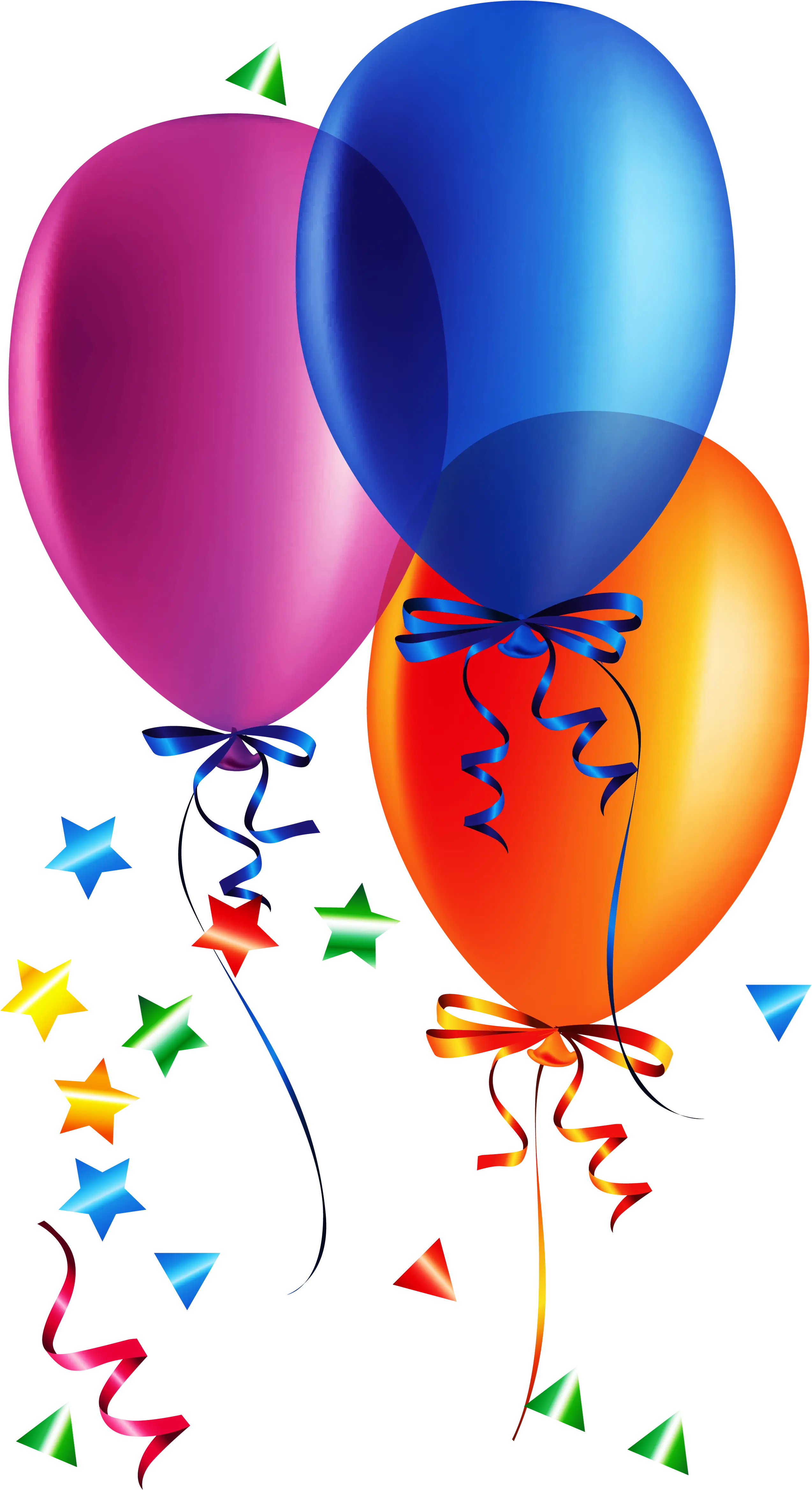Colorful Balloons with Ribbons and Stars for Celebrations