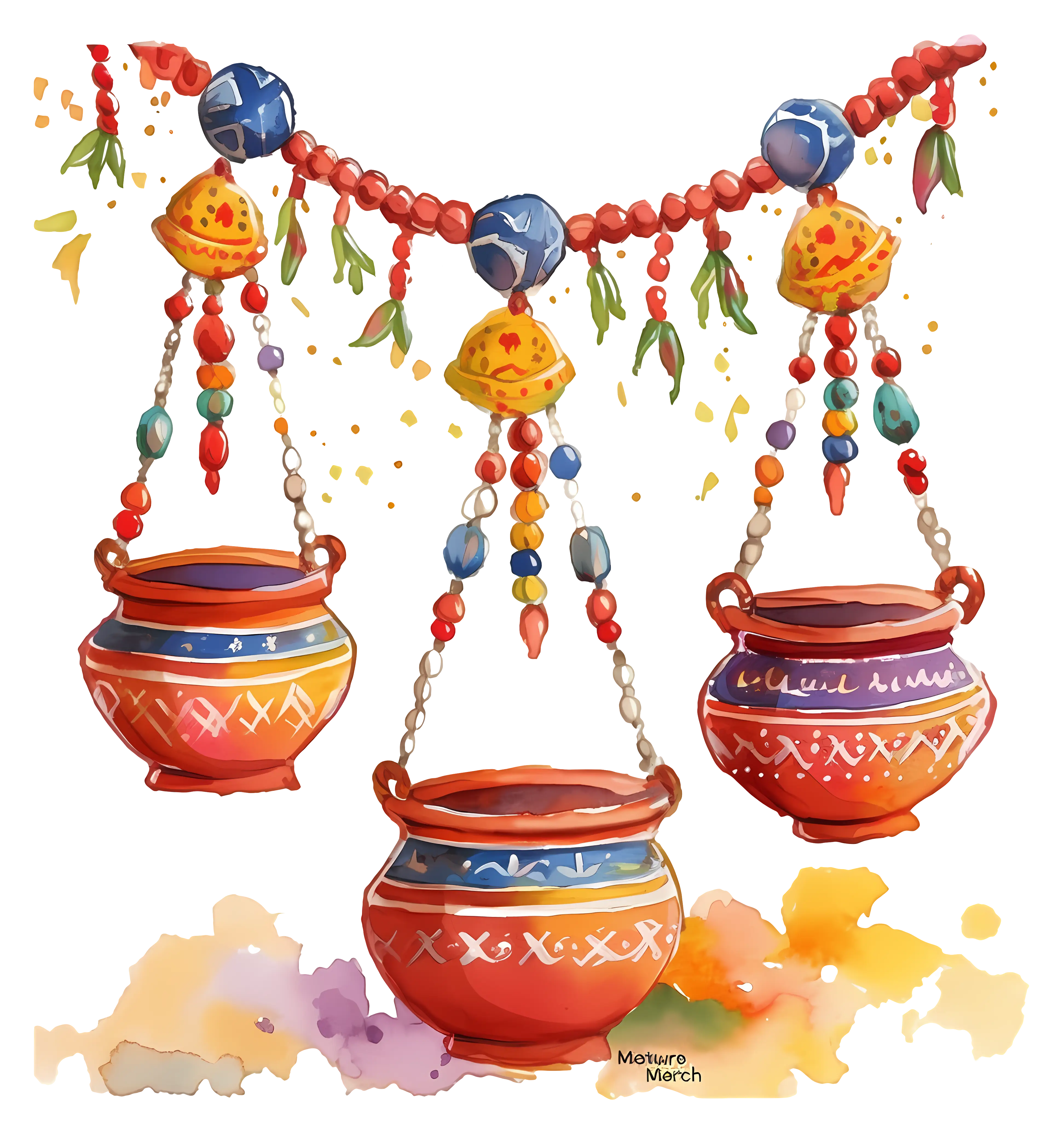 Colorful Hanging Pots for Festival Decor