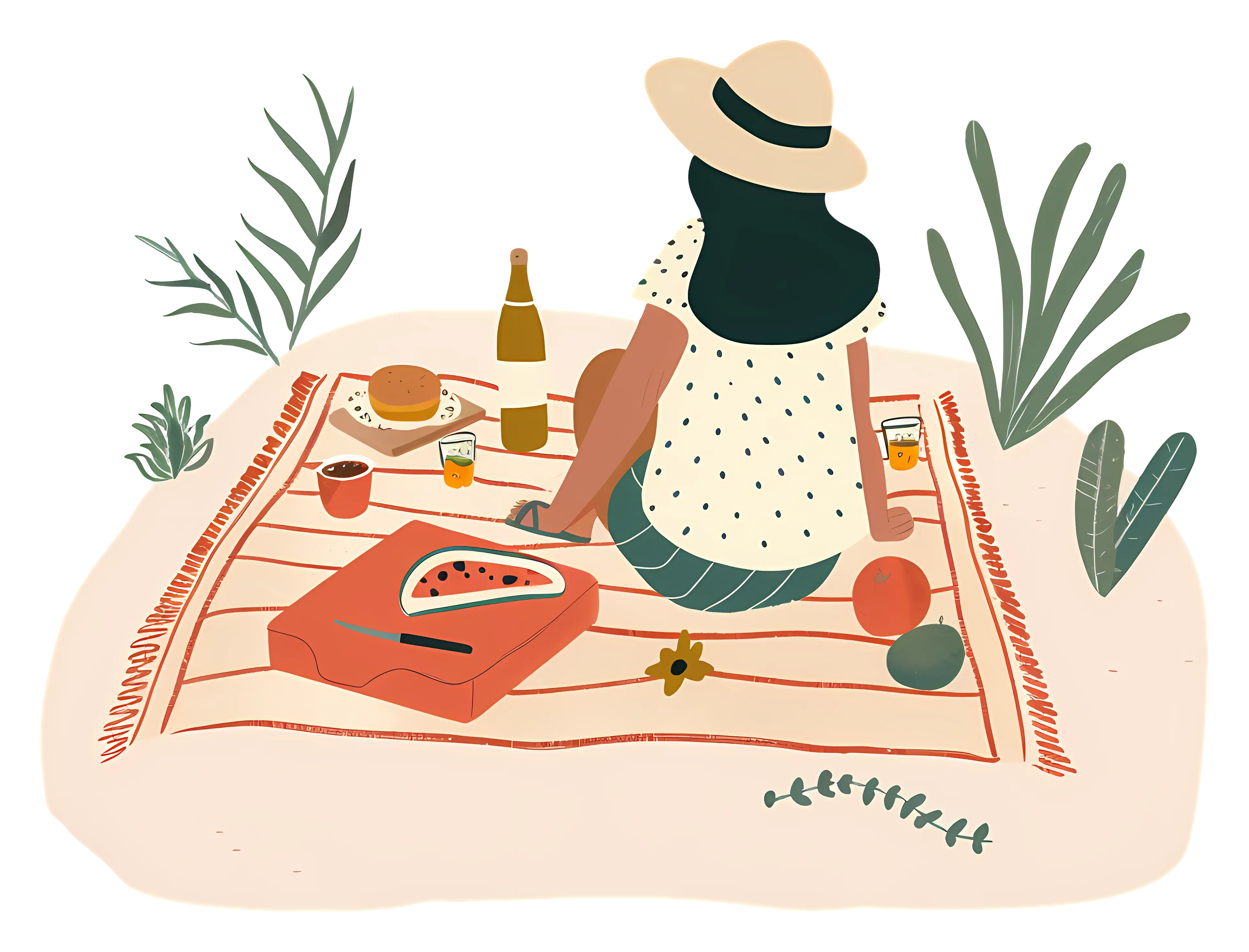Woman Enjoying Picnic Outdoors