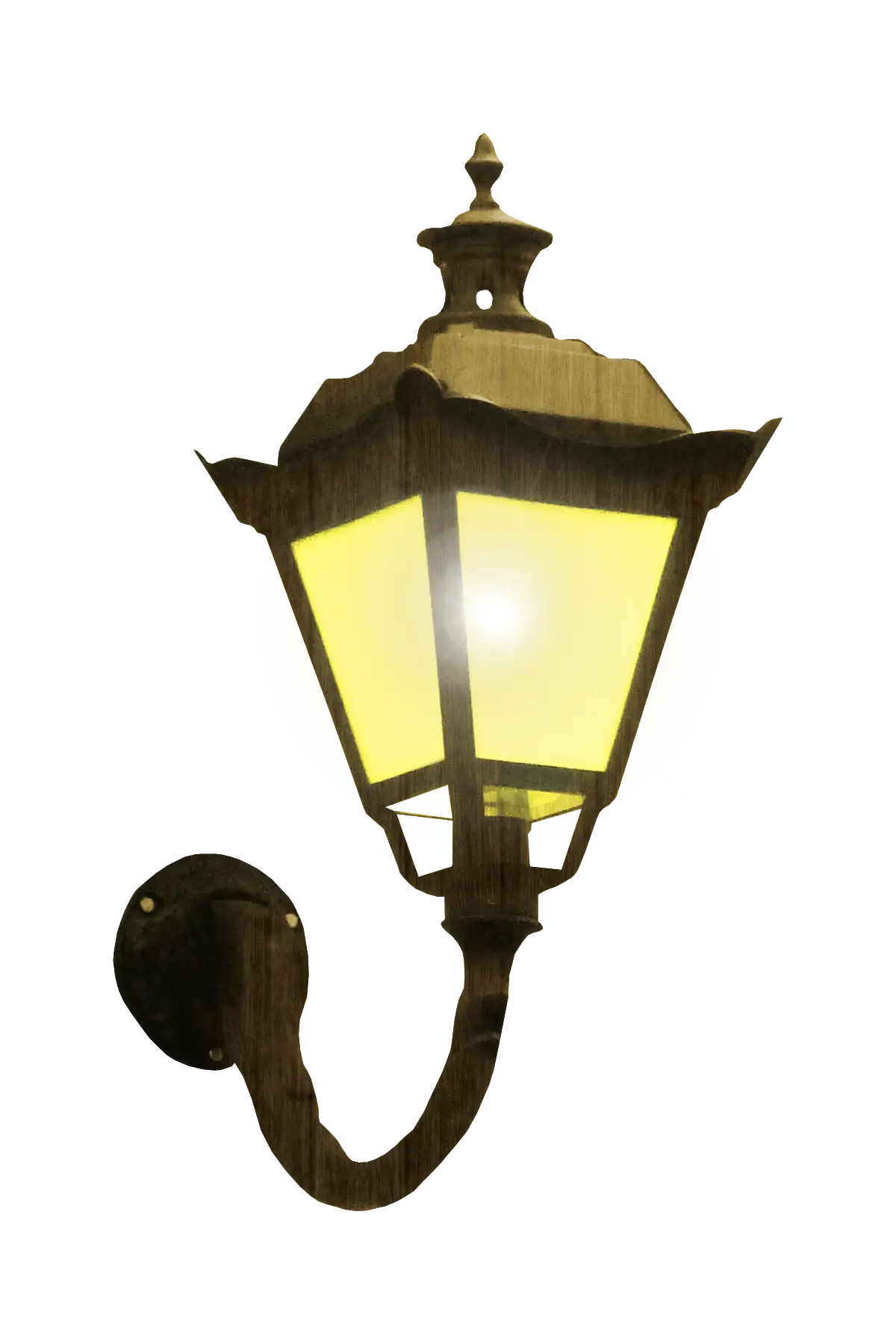 Vintage Wall-Mounted Lantern with Yellow Glow