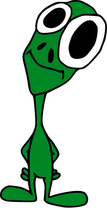 Smiling Green Alien Cartoon