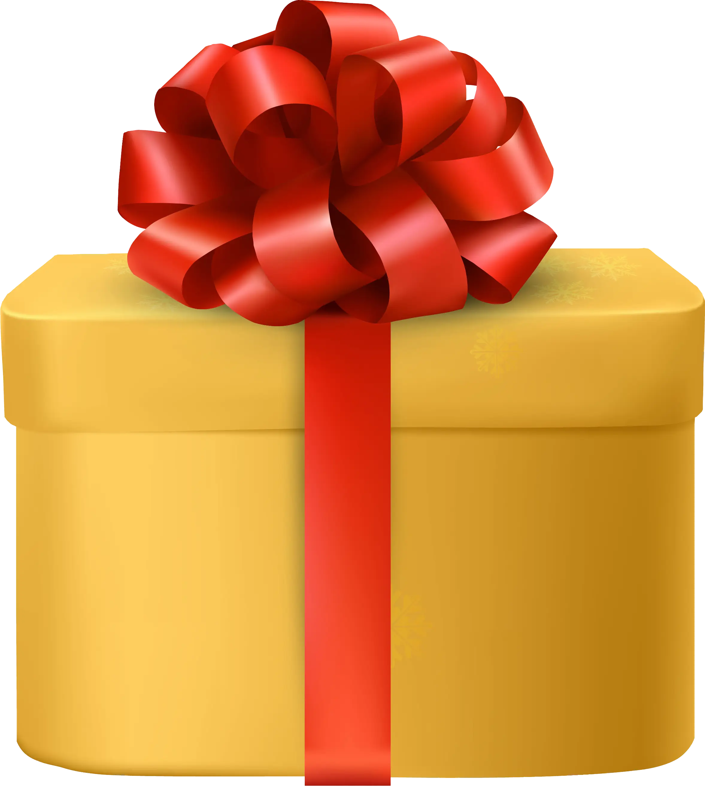 Yellow Gift Box with Red Ribbon Decoration