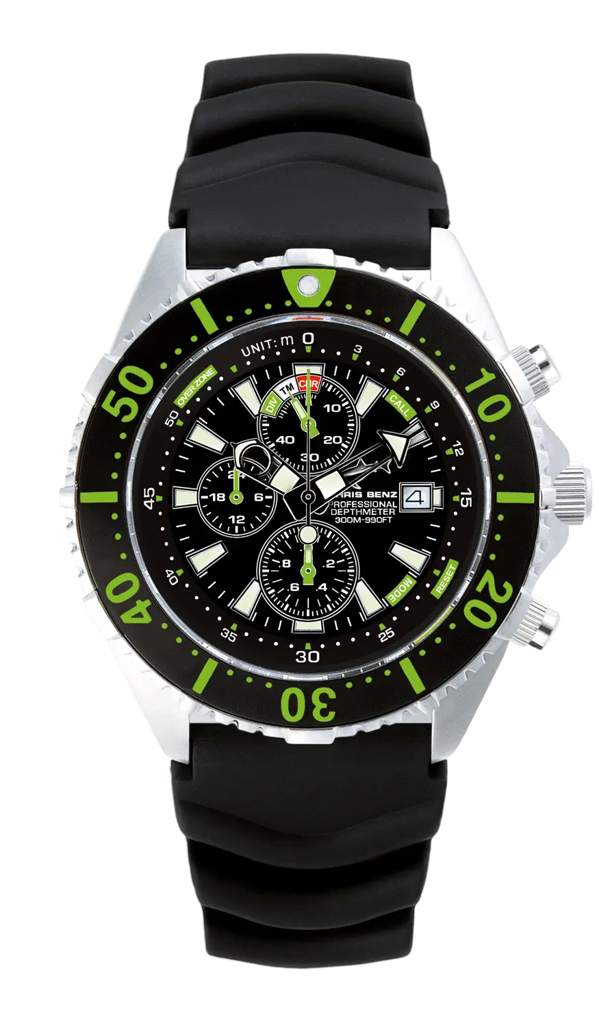 Black and Green Chronograph Wristwatch for Active Lifestyles