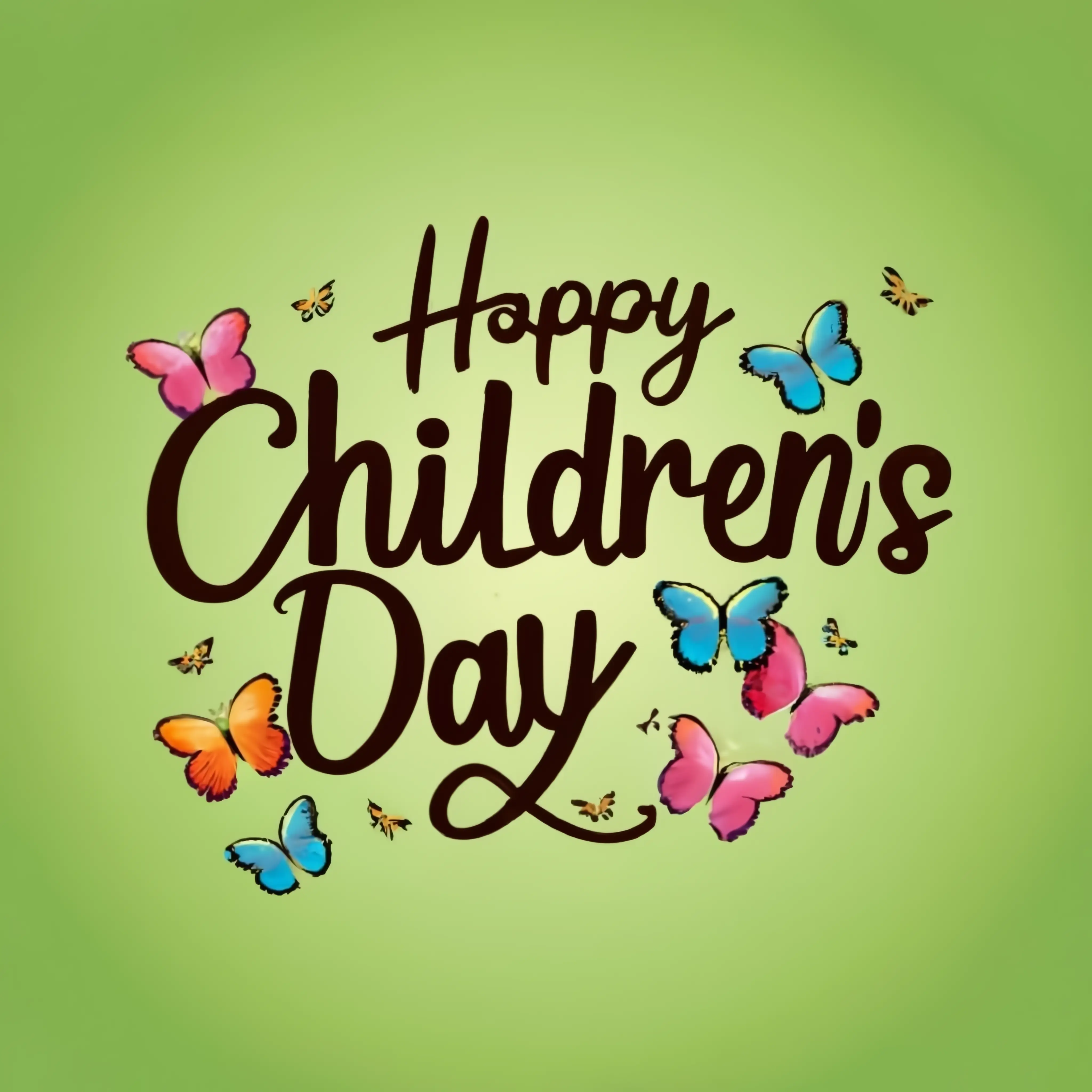 Happy Children&#039;s Day with Colorful Butterflies