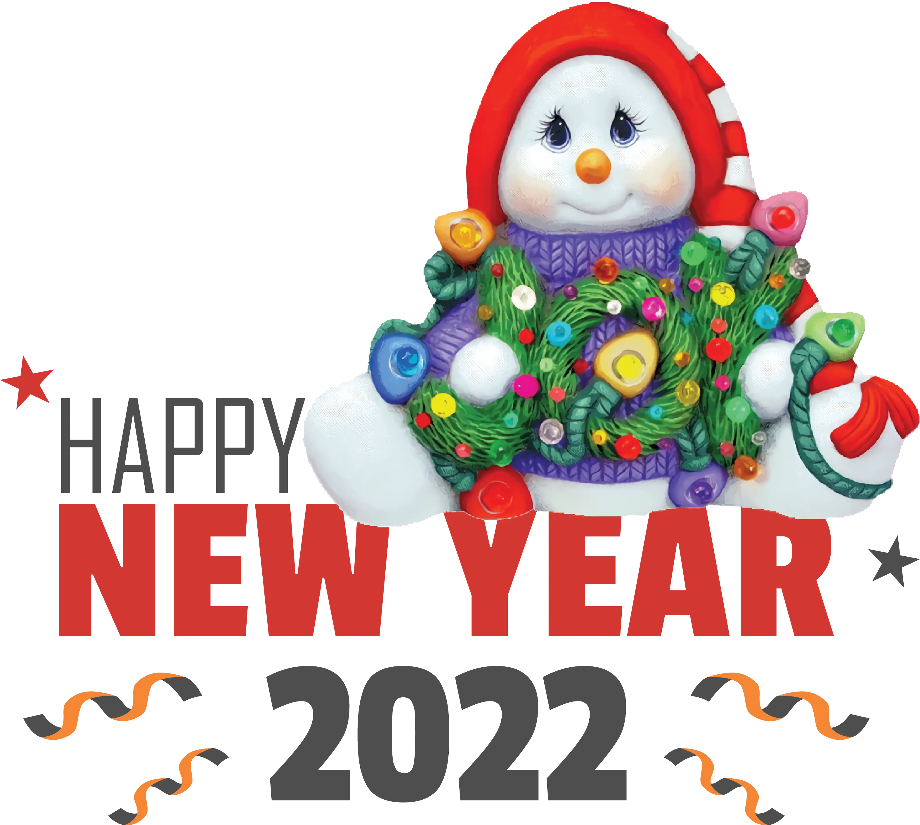 Happy New Year 2022 with Snowman