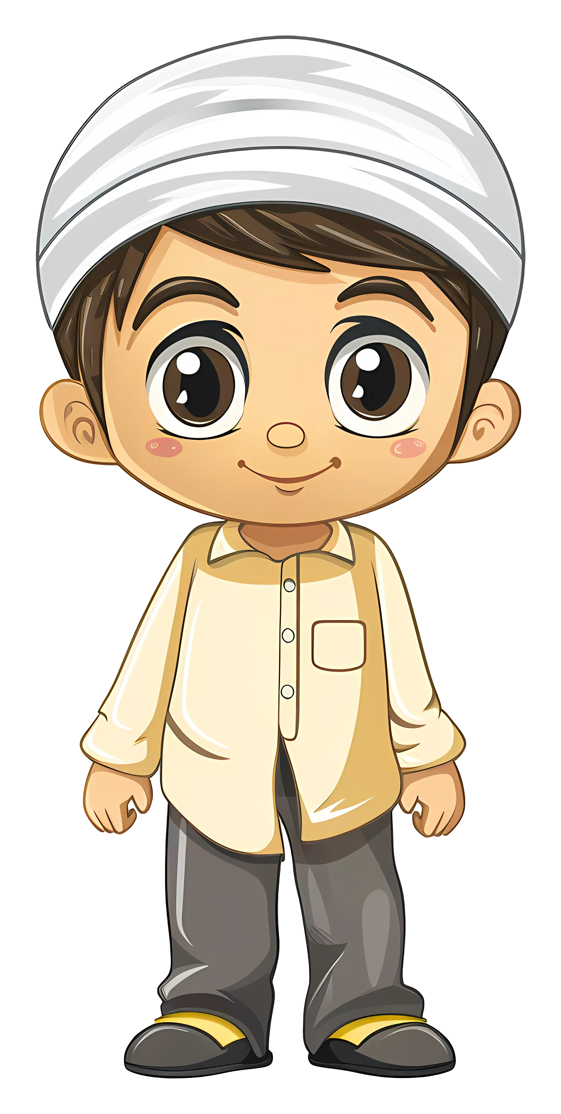 Smiling Boy in Traditional Clothing Illustration