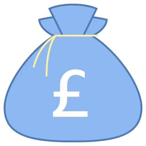 Blue Money Bag with Pound Symbol for Financial Design