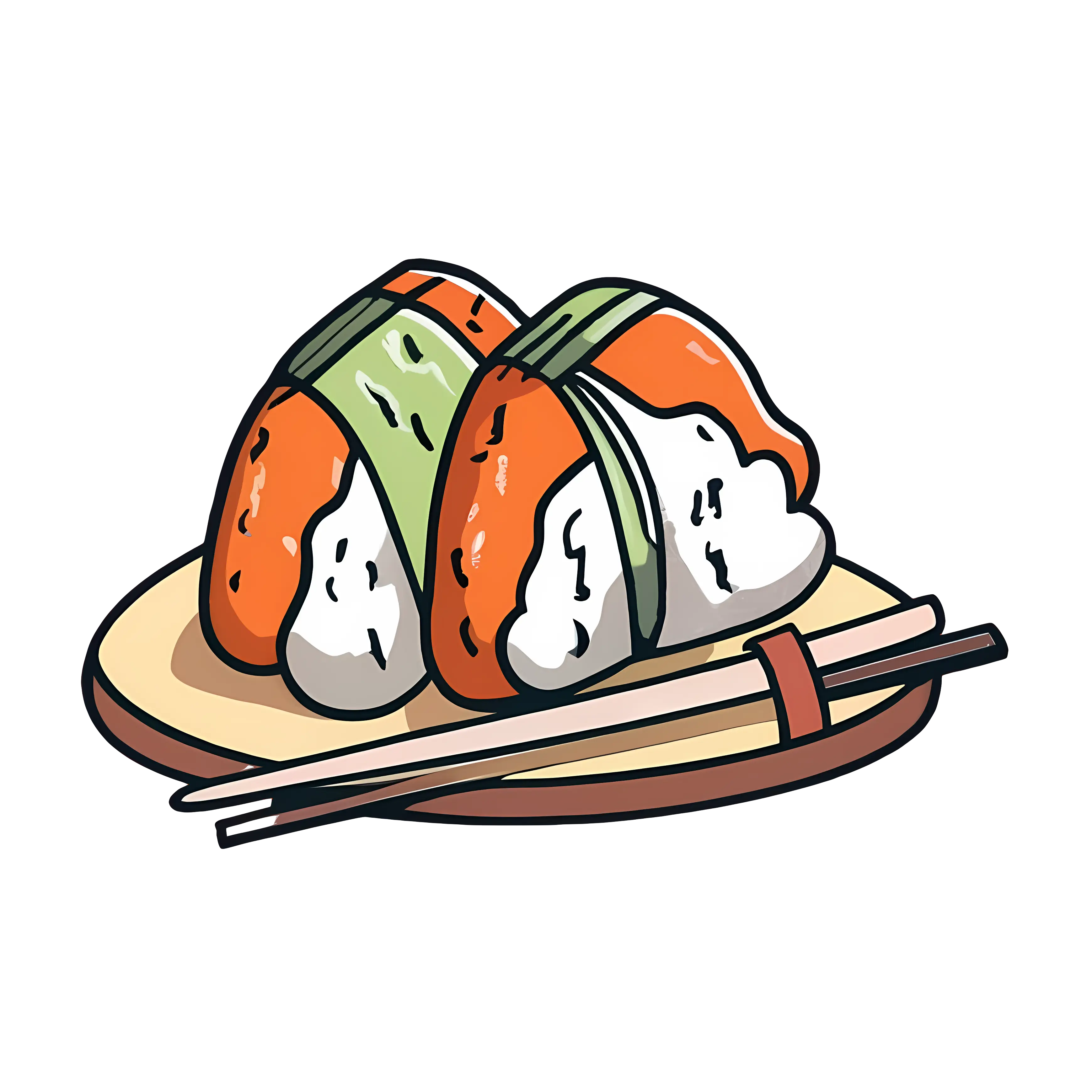 Sushi on Plate with Chopsticks