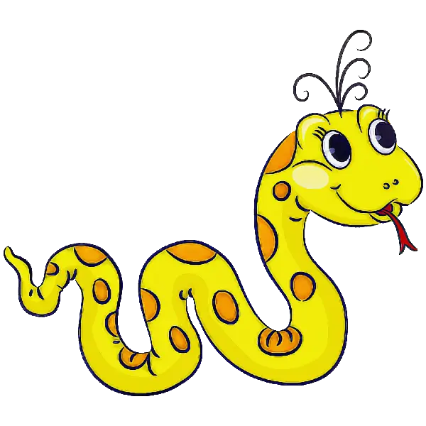 Happy Yellow Cartoon Snake Drawing