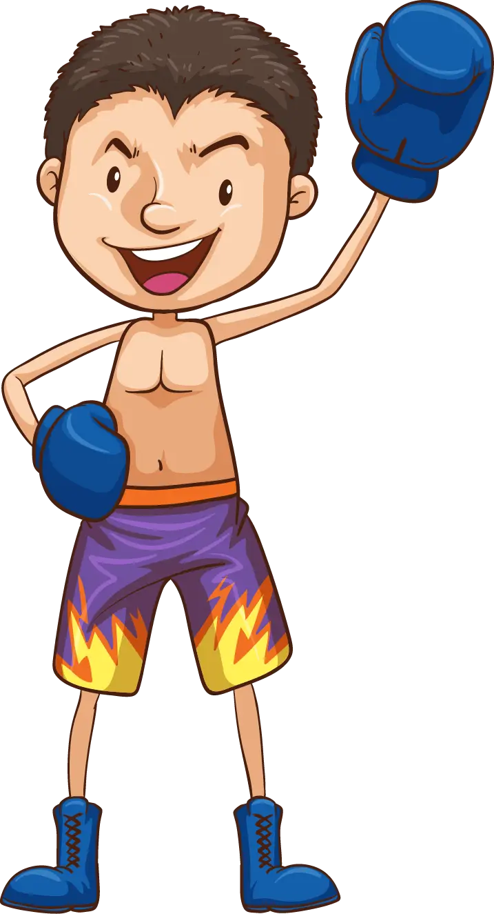 Happy Boxer in Colorful Shorts