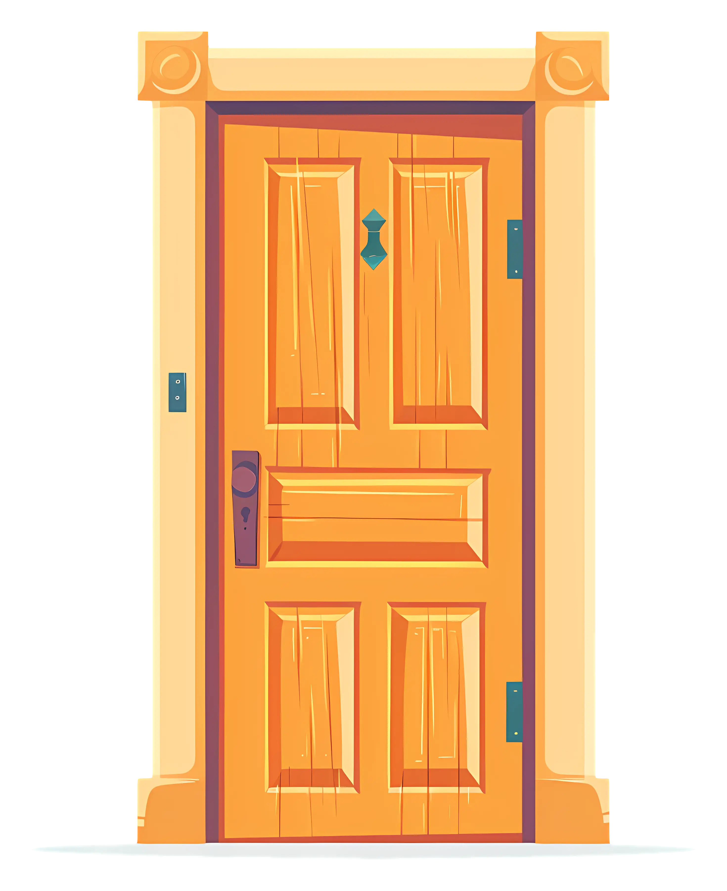Decorative Wooden Door with Ornamental Frame