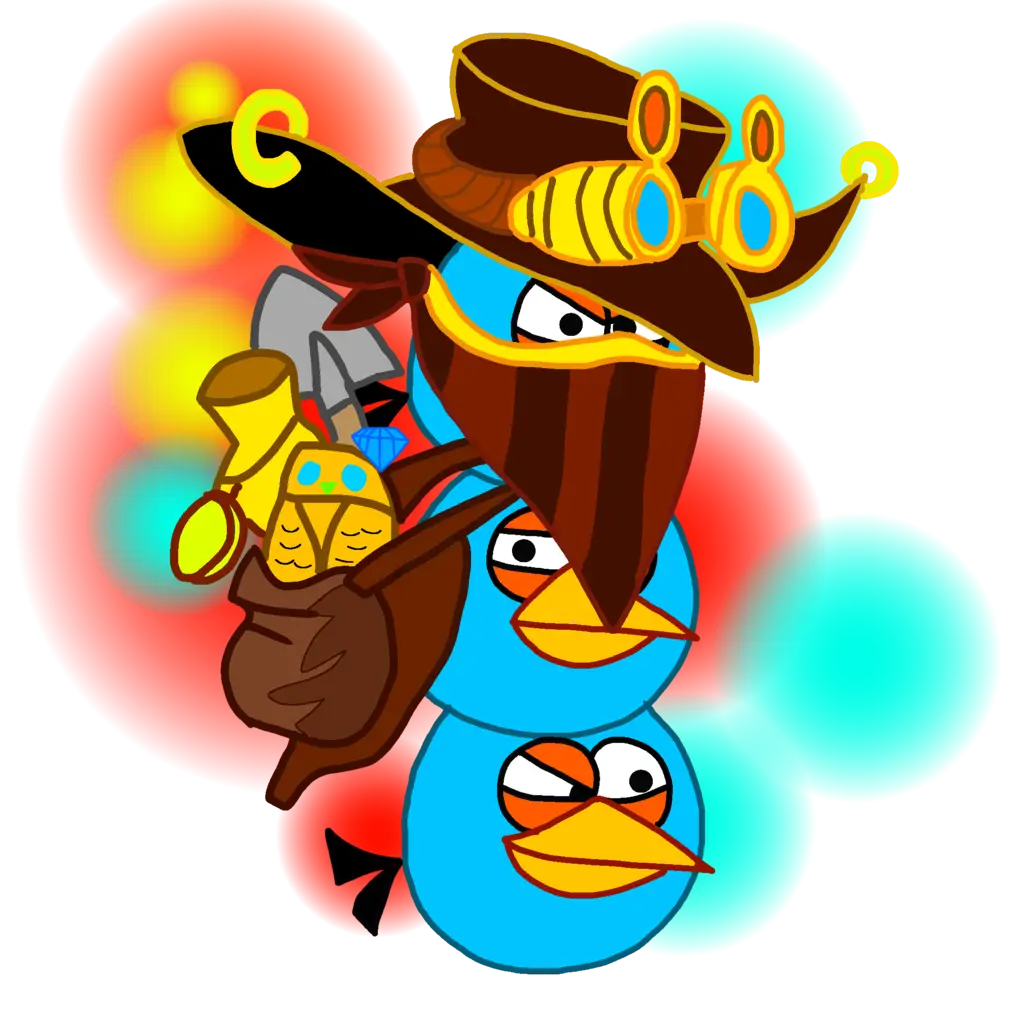 Stacked Blue Cartoon Birds