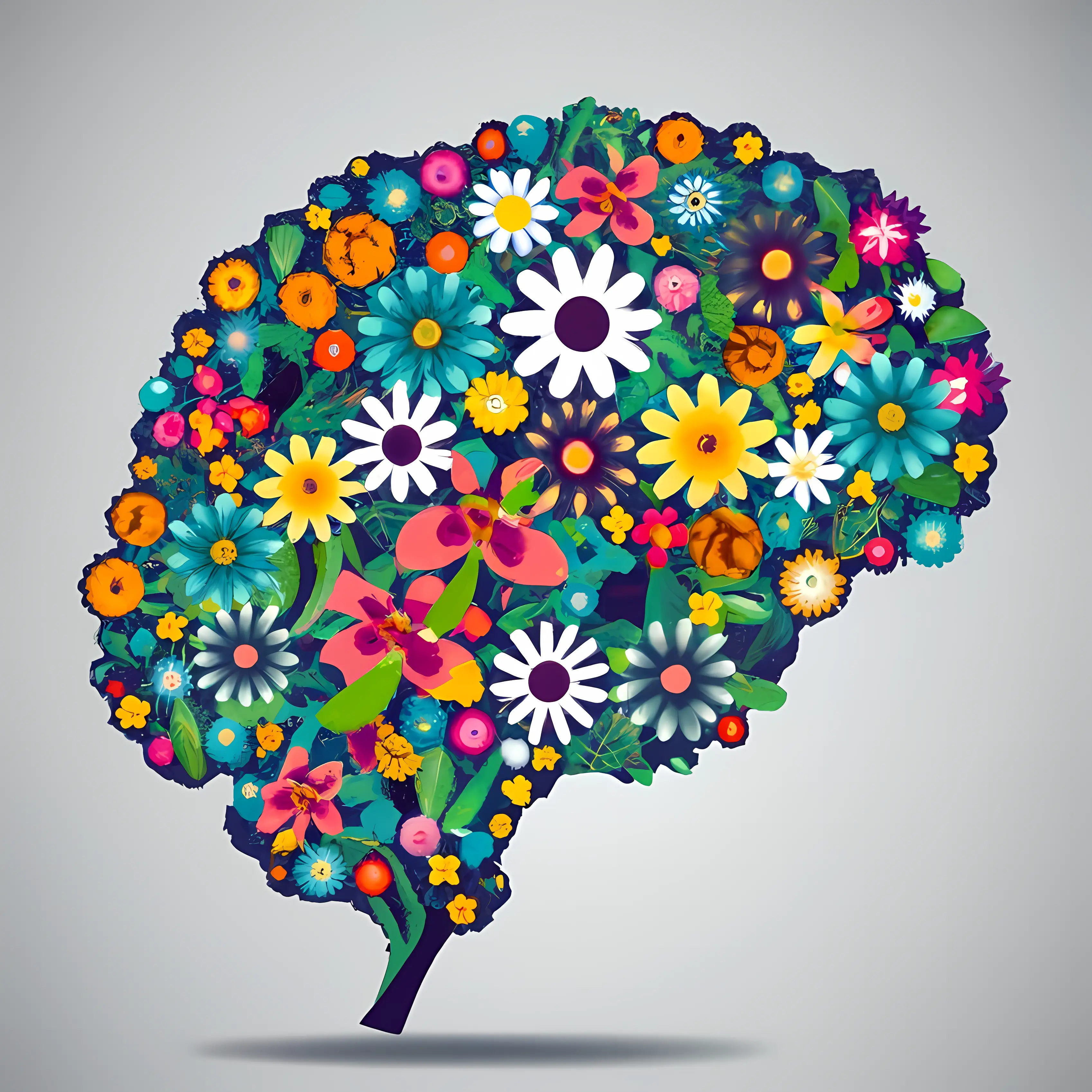 Colorful Flower Brain Concept